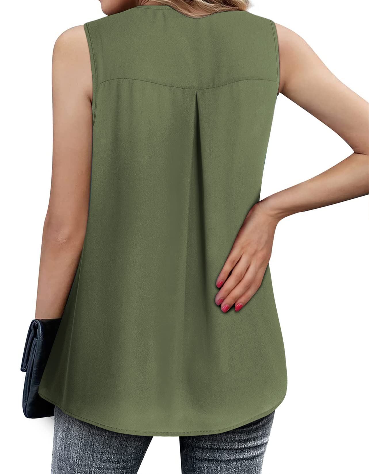 Women's Sleeveless Chiffon Blouse - V Neck Flowy Tank Top for Casual & Dressy Occasions | Perfect for Summer Outfits, Office Wear & Date Nights