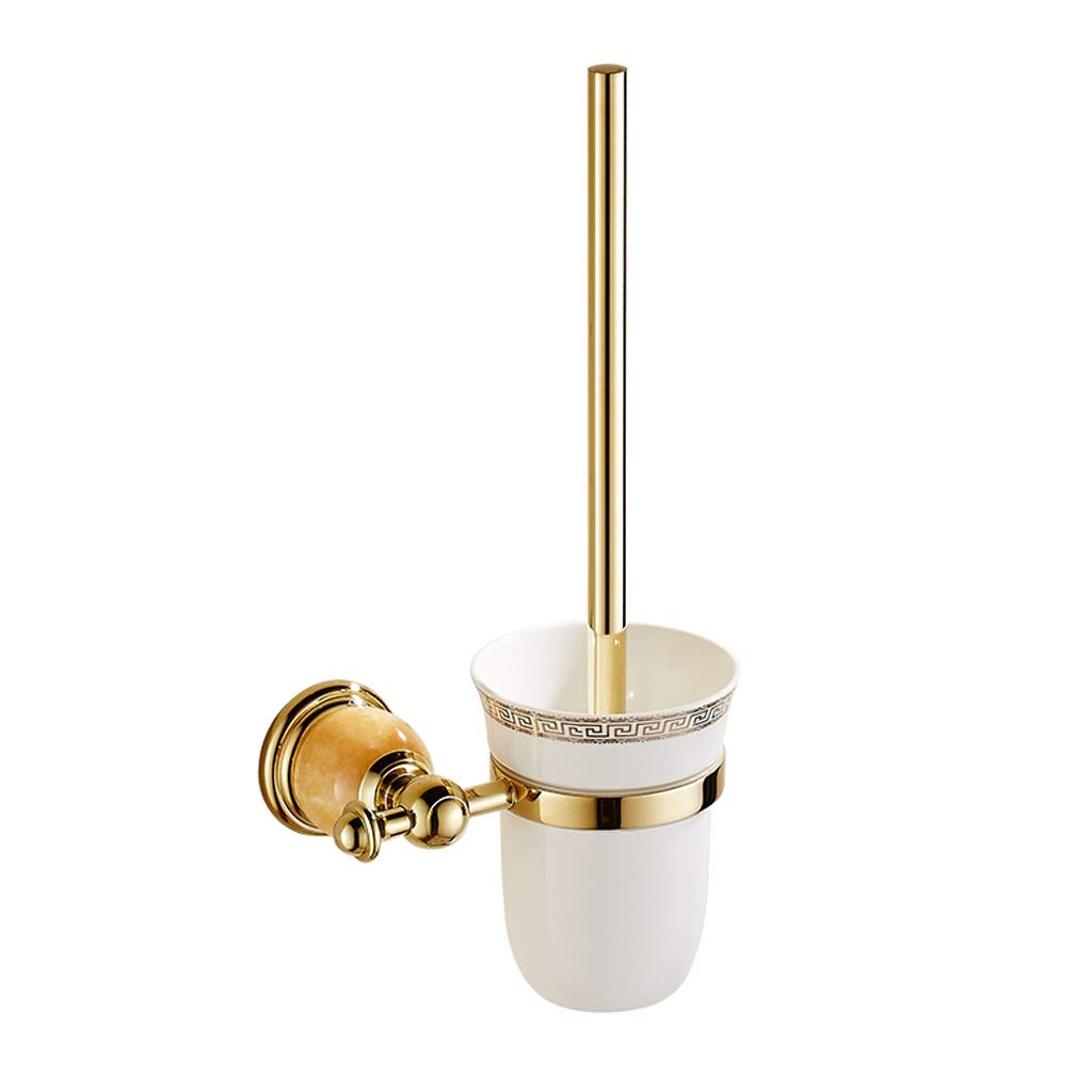 European Gold Plated Jade Toilet Brush Set - Antique Style for Bathroom Cleaning