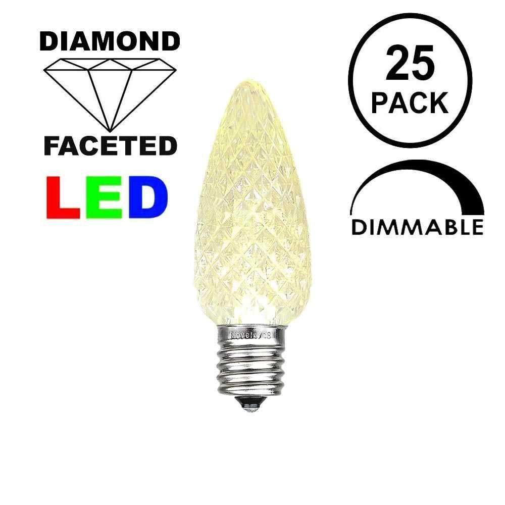 25ft C7 LED Outdoor String Lights - Warm White Christmas Patio Lights with Green Wire (25 Bulbs) - Perfect for Holiday Decor, Garden Parties & Backyard Ambiance