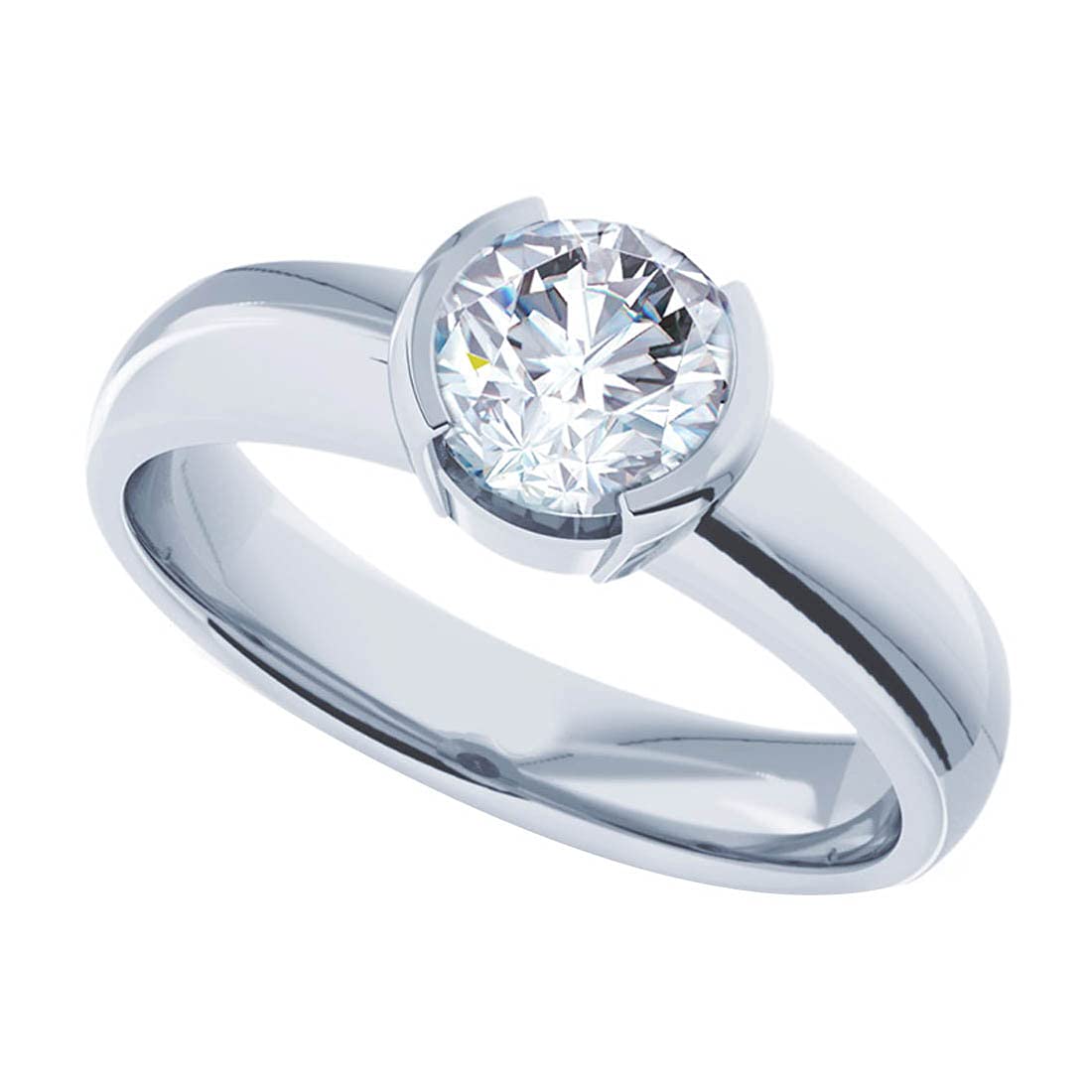 1.00ct Round Simulated Diamond Solitaire Engagement Ring - 14k Gold Plated Sterling Silver Wedding Band for Women - Anniversary, Proposal, Promise Ring - Perfect for Everyday Wear & Special Occasions