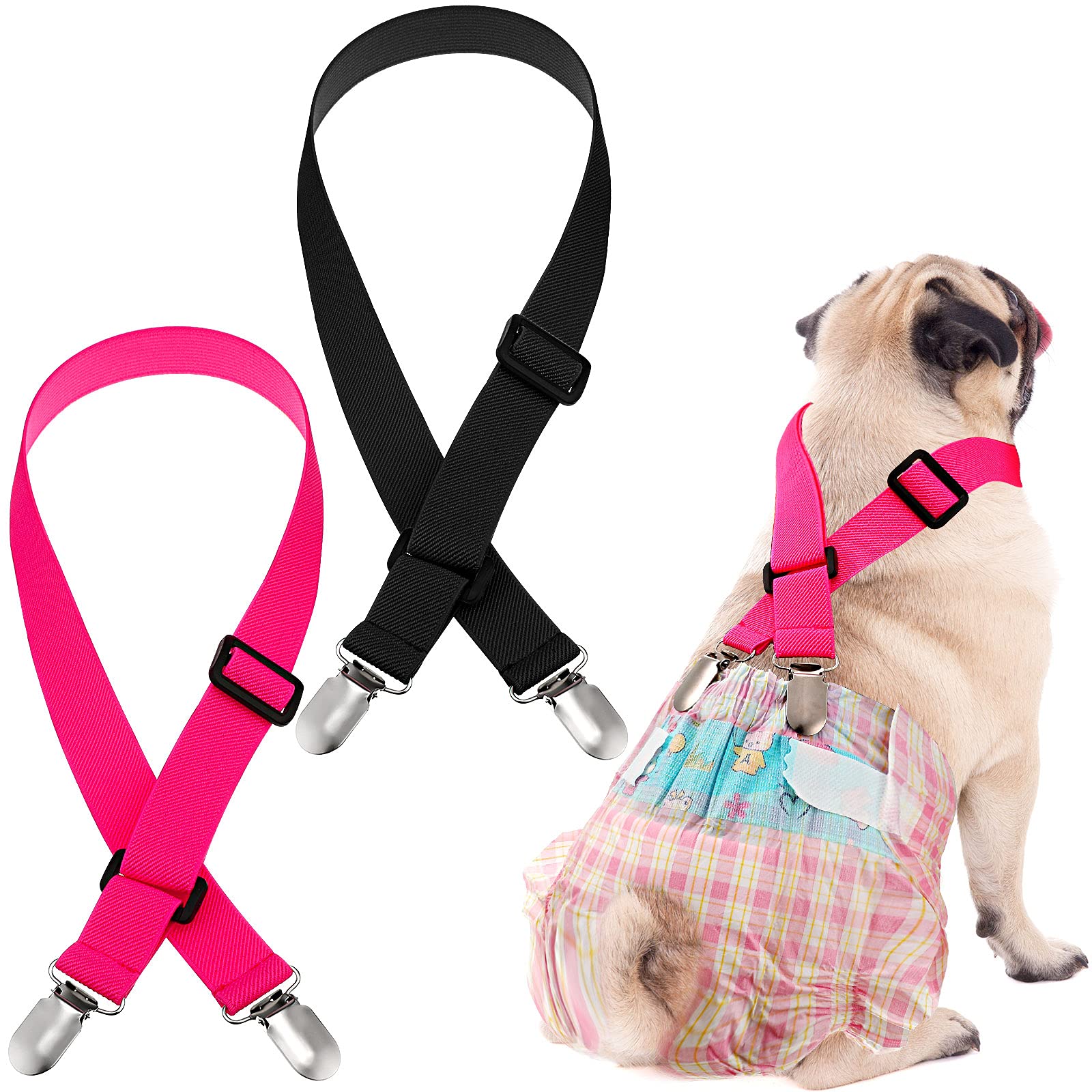Nuanchu 2-Pack Adjustable Dog Suspenders for Diapers - Pet Harness Belly Band for Small Medium Large Dogs - Perfect for Dog Dresses, Skirts & Diaper Support (S/M/L) - Ideal for Pet Fashion, Incontinence Care & Special Occasions