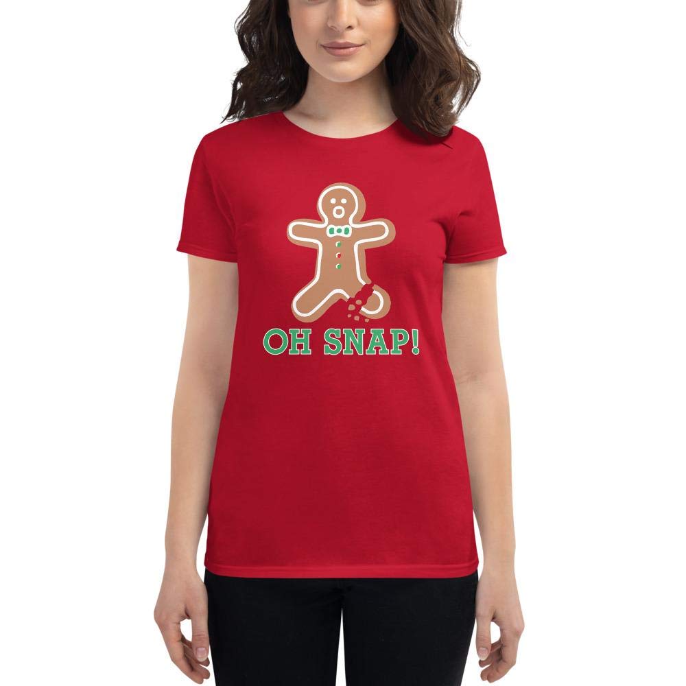 Funny Oh Snap Gingerbread Man Graphic Tee for Women - Casual Christmas Holiday T-Shirt for Parties, Gifts & Festive Outfits