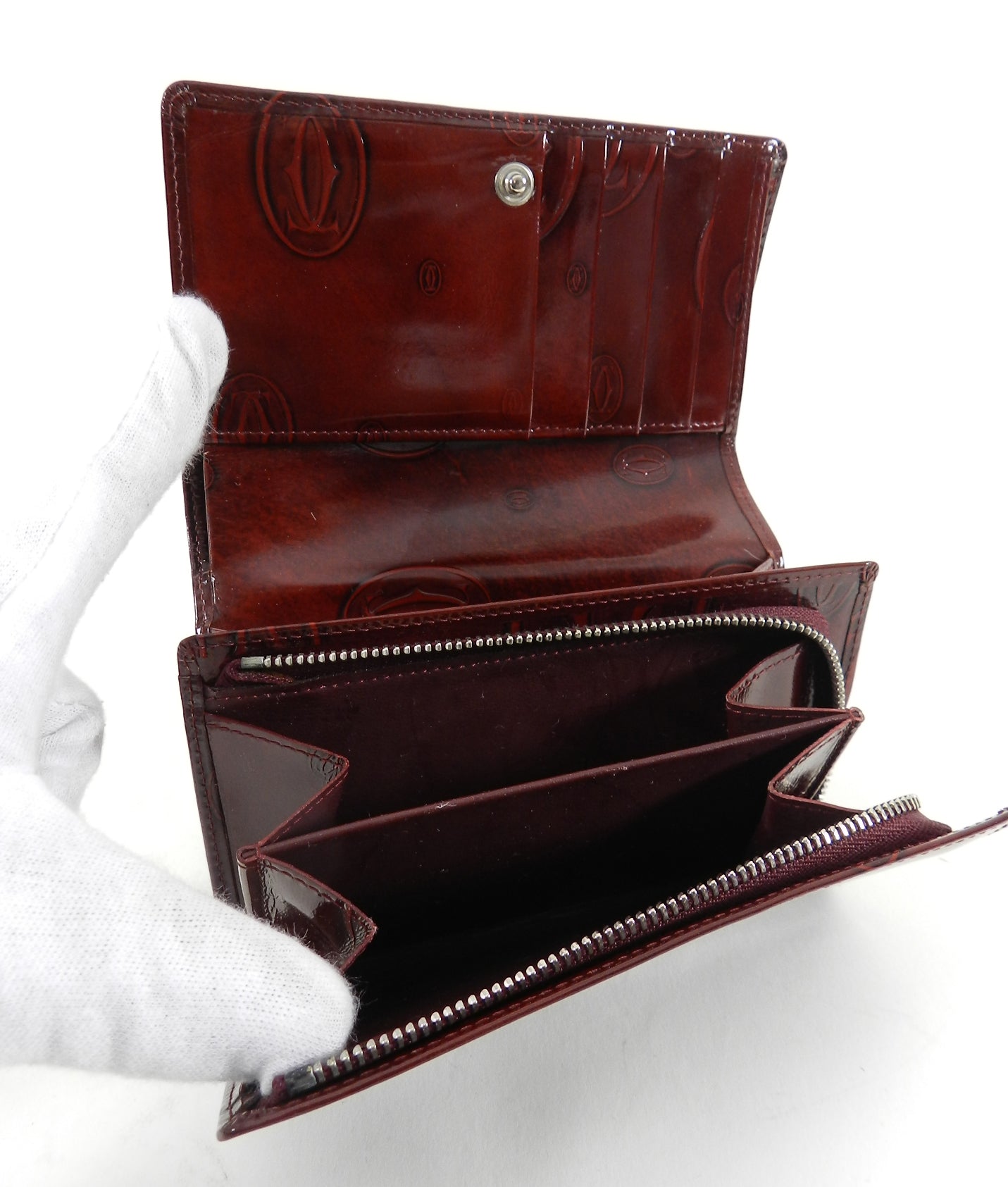Cartier Burgundy Leather Trifold Wallet with Logo - Luxury Gift for Birthday, Anniversary & Special Occasions - Perfect for Men & Women