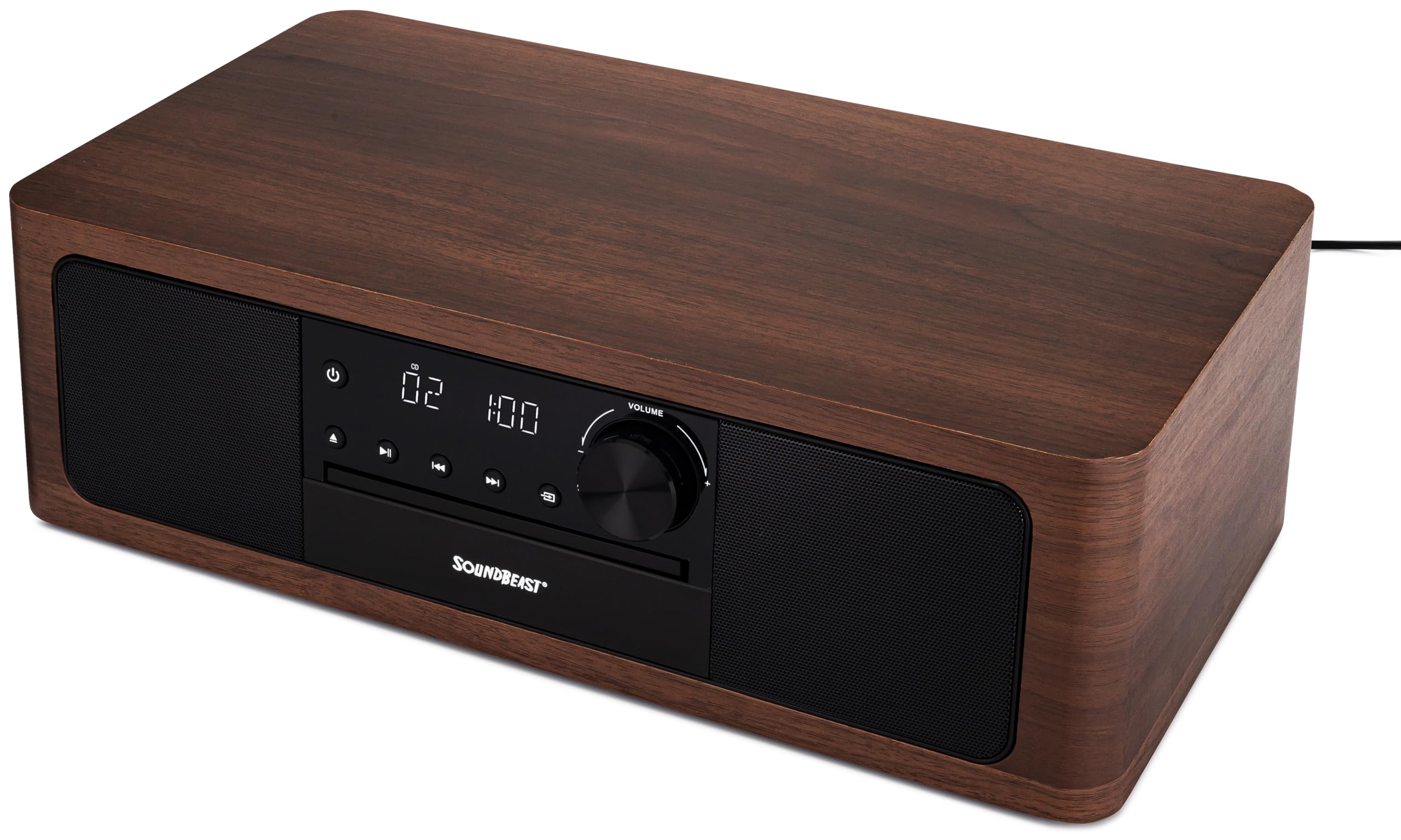 SoundBeast Stereo Shelf System with CD Player, Bluetooth, FM Radio, USB/Aux/Optical Inputs, Alarm Clock & Remote - Perfect for Home Entertainment, Office Music & Bedroom Audio