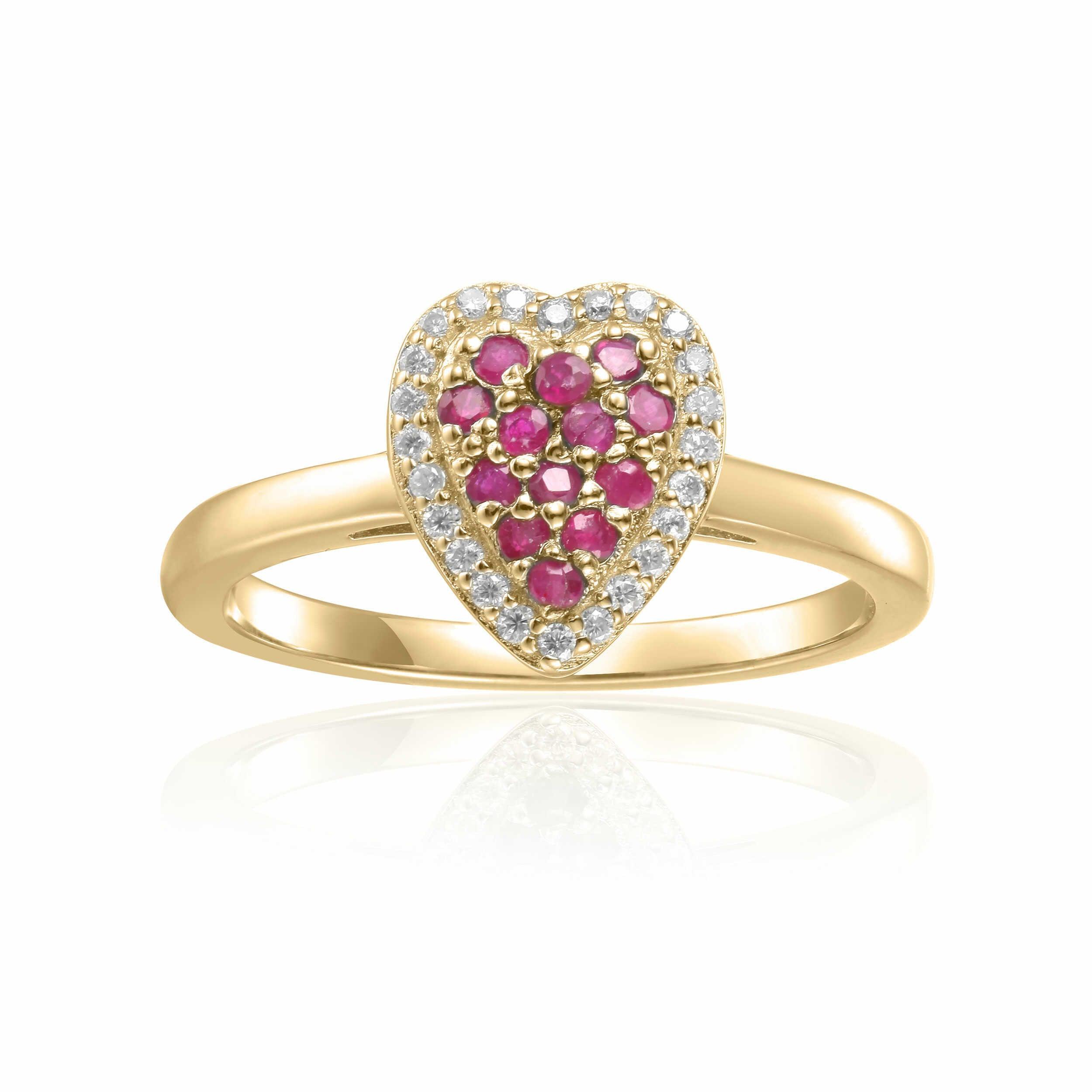 Ruby Fashion Heart Ring - Elegant Sterling Silver Jewelry for Women | Perfect Gift for Valentine's Day, Anniversary & Romantic Occasions