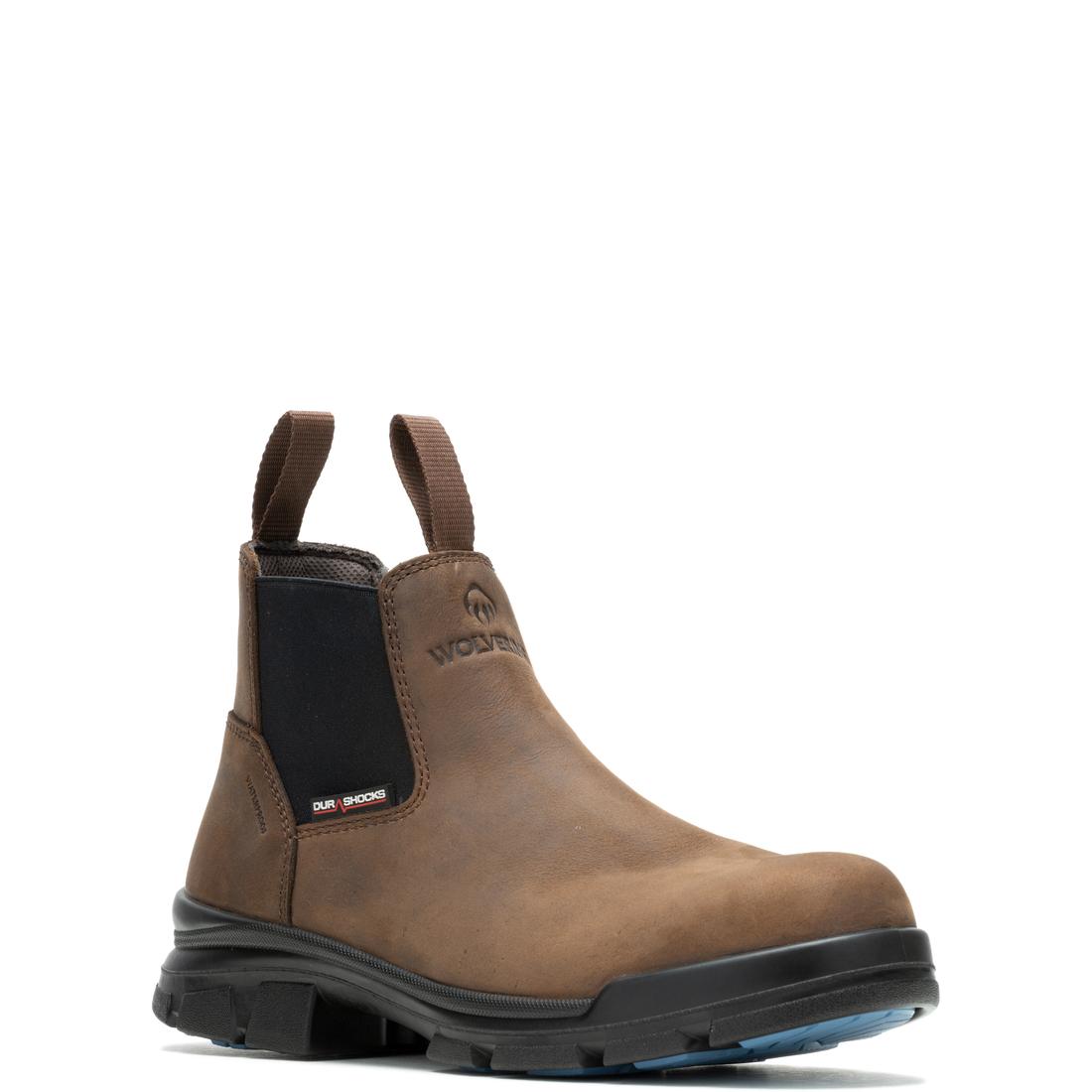 DuraShocks® SR Icon Soft Toe Romeo Chelsea Work Boot - Dark Brown Safety Shoes for Men | Waterproof & Slip-Resistant | Perfect for Construction, Warehouse & Outdoor Work