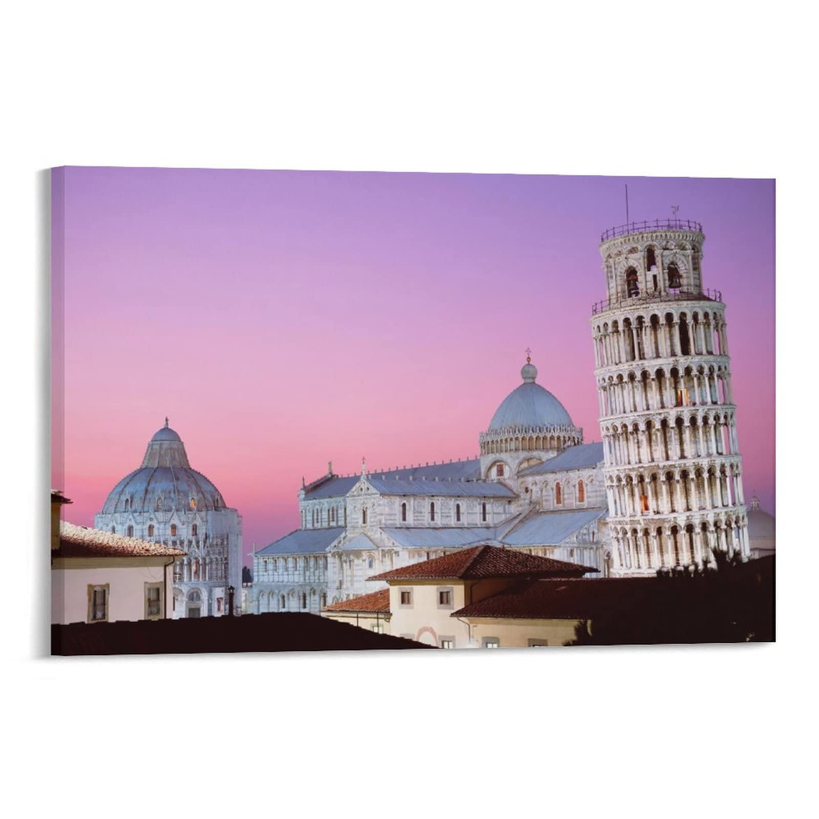 Leaning Tower of Pisa Italy Canvas Art Print - 24x36 inch (60x90cm) Modern Home Decor Wall Poster for Living Room, Bedroom & Office - Perfect Gift for Travel Lovers & Italian Culture Enthusiasts