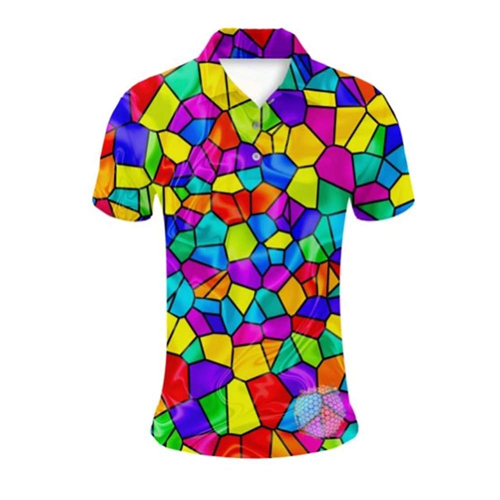 PLG Women's 3D Stained Glass Print Golf Shirt - Breathable Moisture-Wicking Performance Polo for Ladies - Perfect for Golfing, Casual Wear & Outdoor Activities
