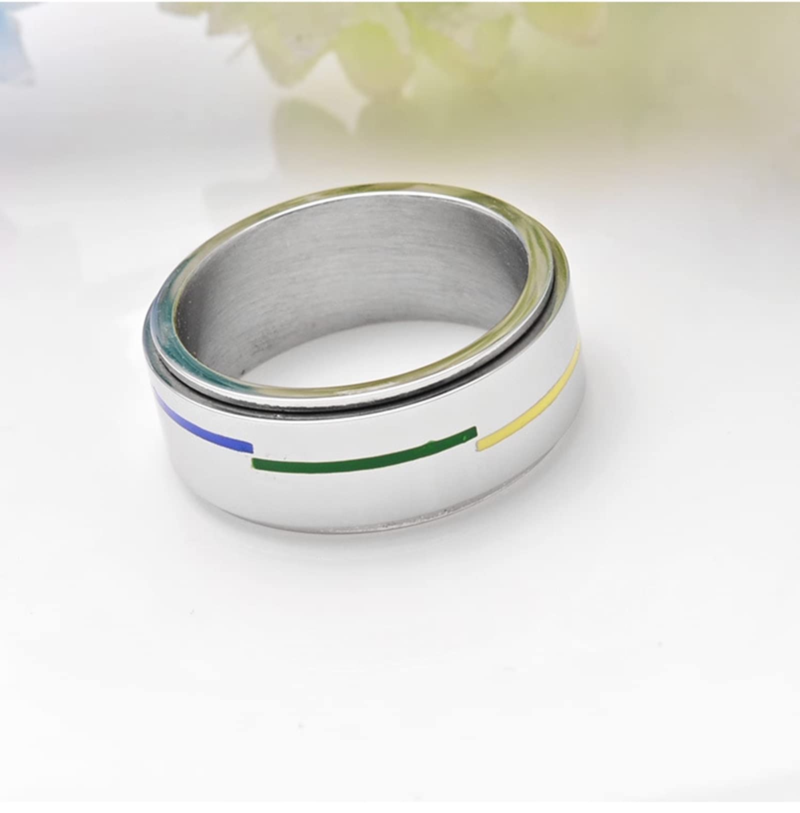 **Elegant Fidget Rings for Women & Men - Stainless Steel Engagement Rings with High Polish Epoxy Lines - Perfect for Stress Relief, Anxiety, and Everyday Wear**