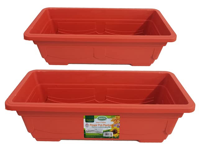 Family Maid 27675 Large Rectangle Flower Pot Planter - 44.5 x 20.5 x 14 cm, Indoor/Outdoor Garden Decor for Plants, Flowers, Herbs - Perfect for Balcony, Patio, and Home Gardening