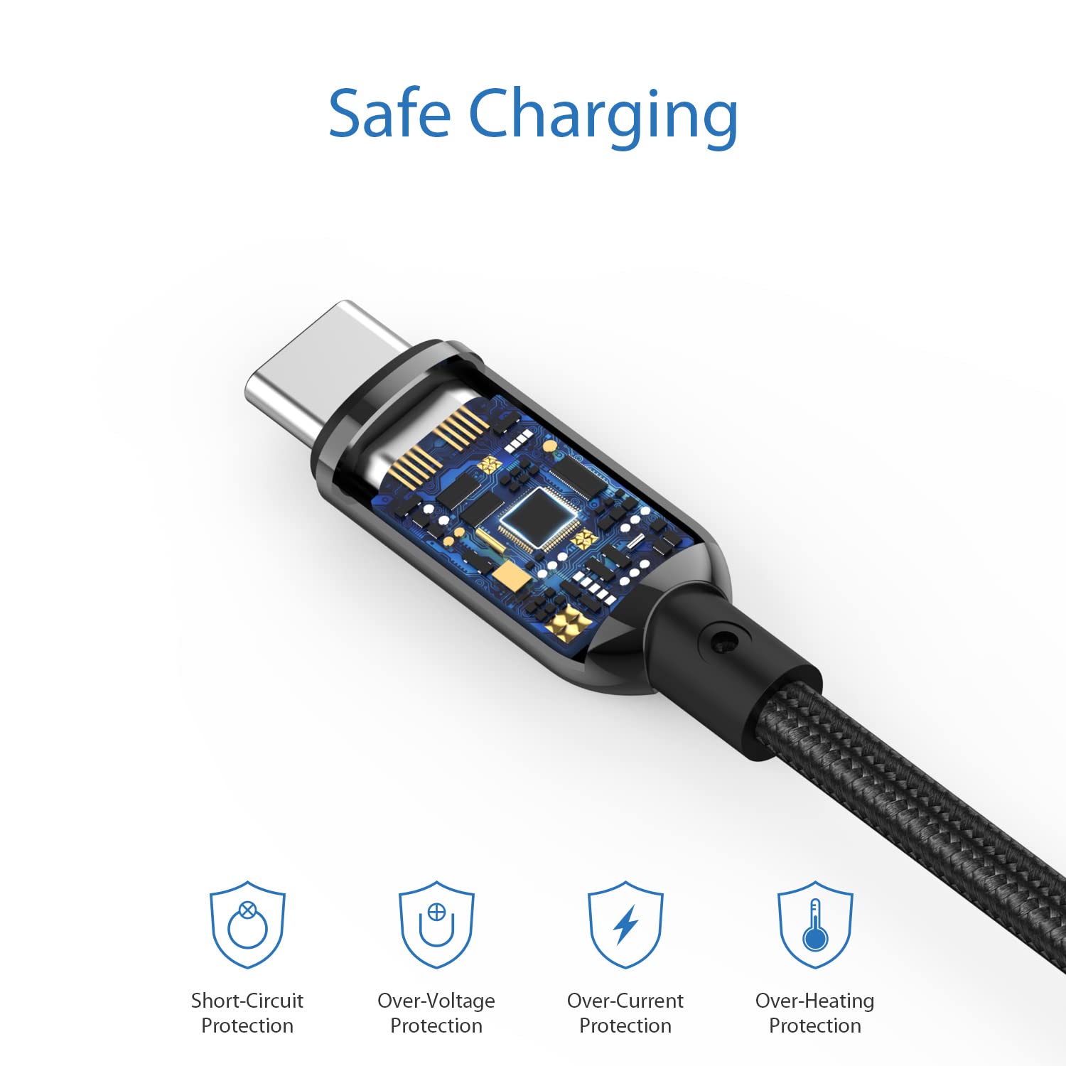 SOOPII 100W USB C to USB C Fast Charging Cable [10ft 2-Pack] - Nylon Braided with LED Display for iPhone 15/15 Pro/15 Plus, iPad Air, MacBook Pro, Galaxy S24/S23 - Perfect for Home, Office & Travel Charging (Black)