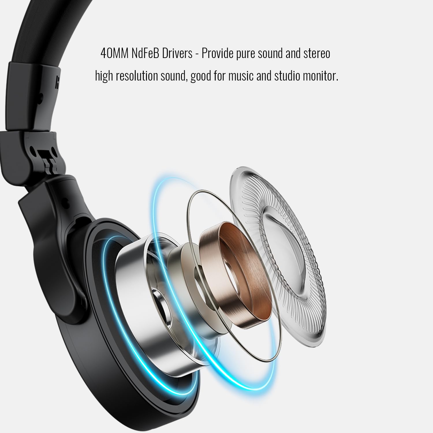TAKSTAR PRO70 On-Ear Headphones - 40mm NdFeB Driver, HiFi Bass, Noise Isolation for Studio Recording & Music
