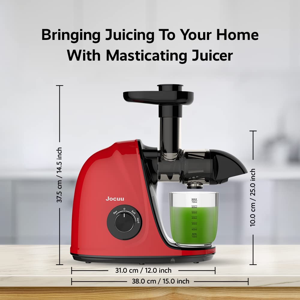 Premium BPA-Free JOCUU ZM1503 Masticating Juicer Kit with Main Body, Spiral Auger, Filter & Feeding Chute - Healthy Cold Press Juicing for Fruits, Vegetables & Greens - Perfect for Home, Kitchen & Raw Food Diet Lovers