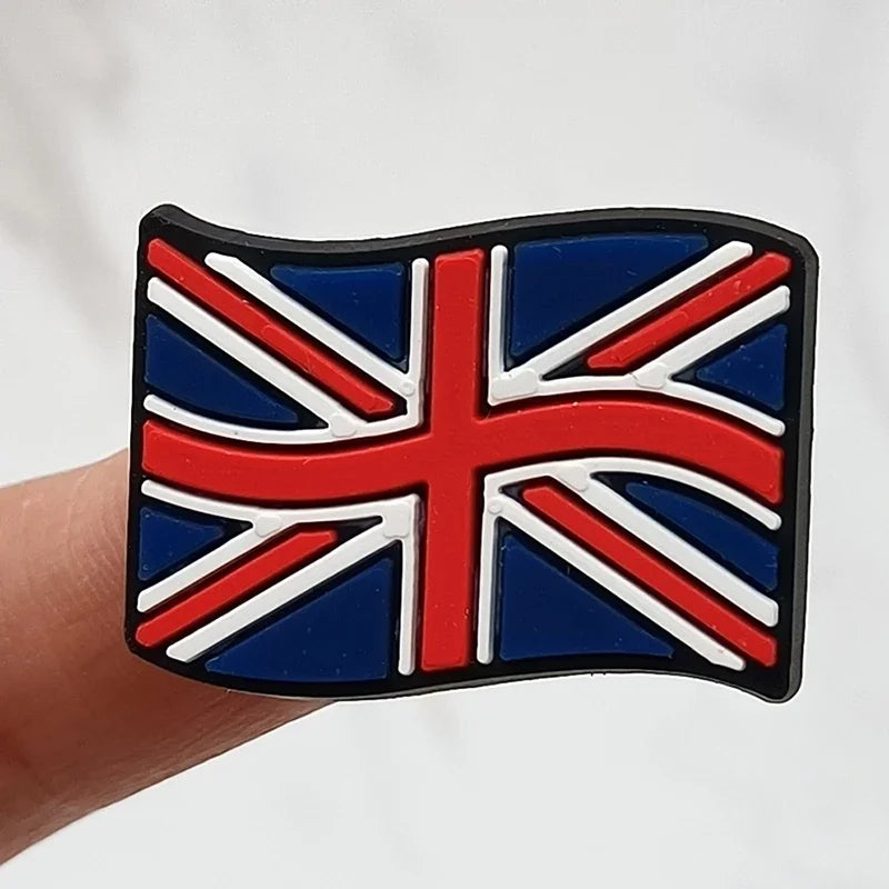 1Pcs Flag Icon PVC Shoe Charms - Decorative Sandals Accessories for Clogs & Buckle Shoes - Fun Kids Party Favors & Gift Ideas - Perfect for Beach Outfits, Summer Fashion & Costume Parties