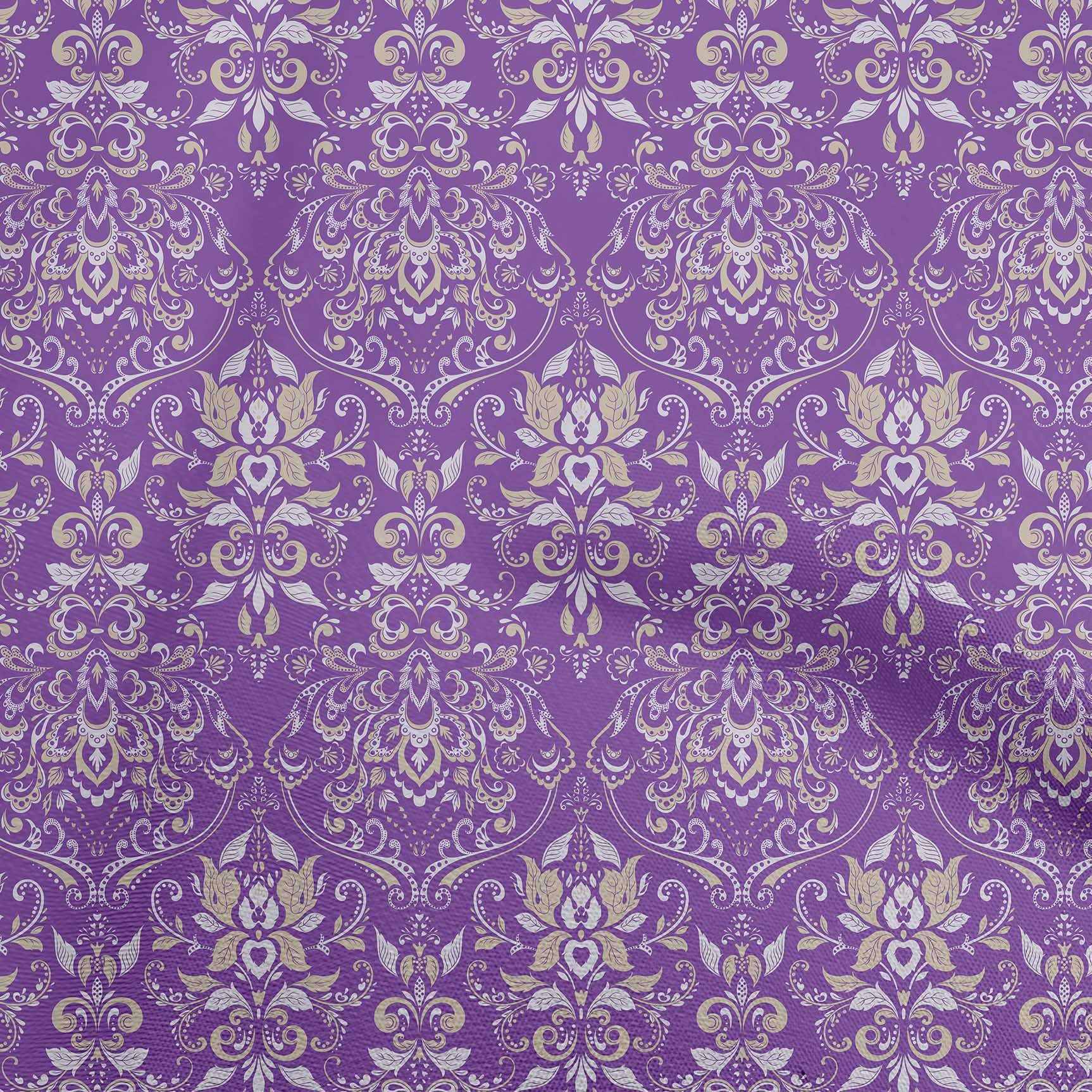 oneOone Velvet Purple Fabric Damask Print - 58 Inch Wide Sewing Material by The Yard for DIY Clothing, Dresses, Curtains & Home Decor Projects