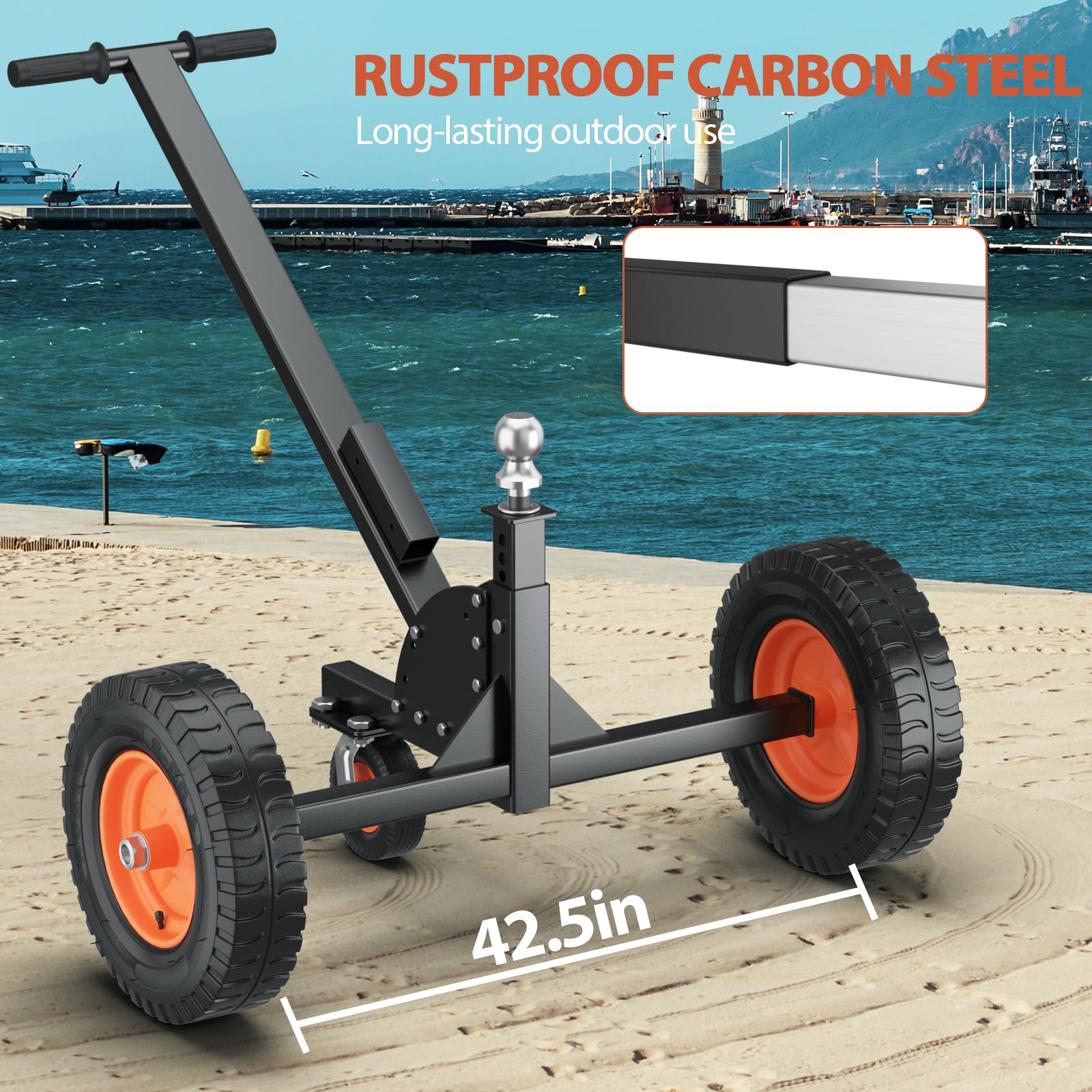 GARVEE 2 in 1 Trailer Dolly - 1500 lbs Tongue Weight Capacity, Adjustable Height 24-35 inches, 2 Hitch Ball & 16