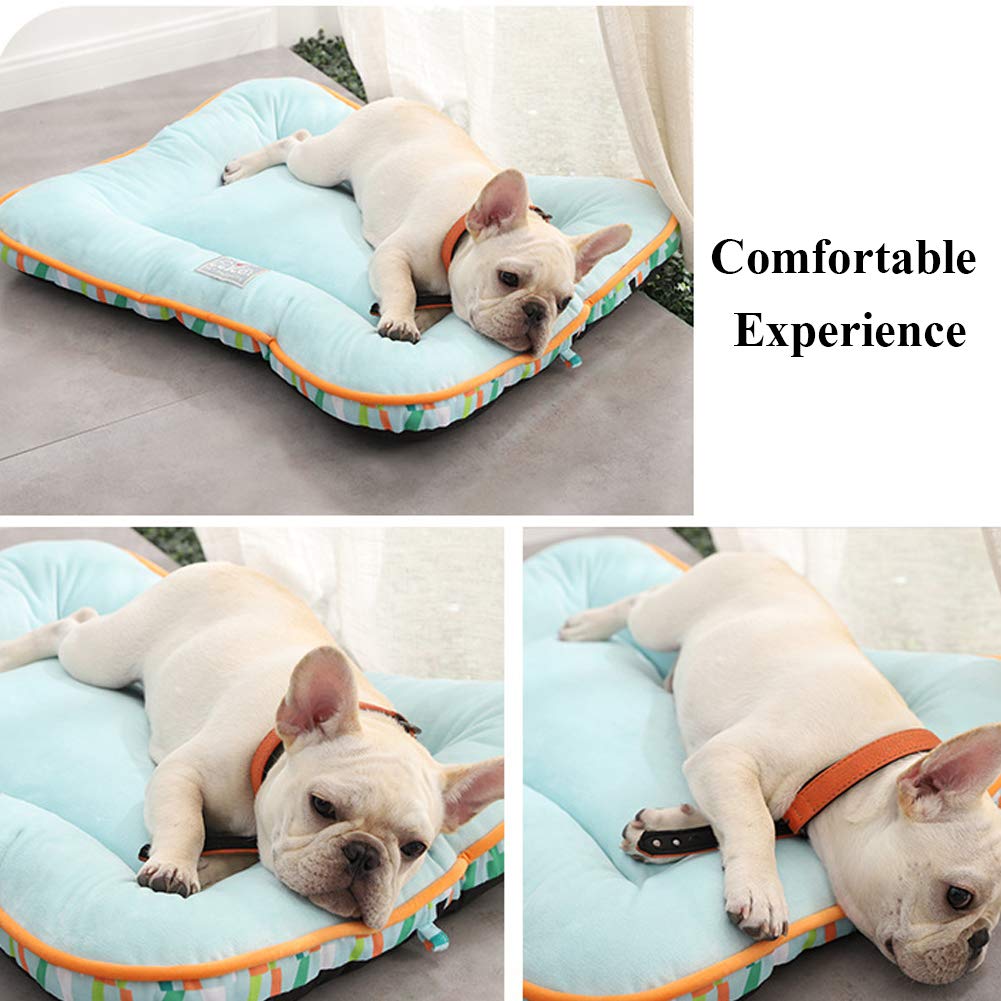 Premium Washable Dog Bed Mat - Soft Crate Pad & Kennel Cushion with Anti-Slip Bottom for Large/Medium/Small Dogs & Cats | Fits Metal Dog Crates | Blue Pet Mattress | Perfect for Crates, Kennels & Home Use
