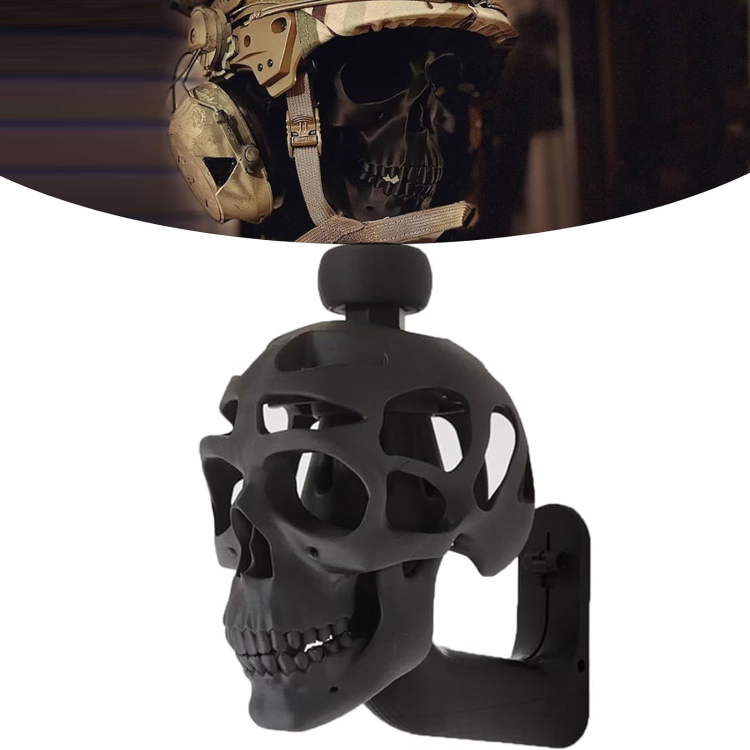 3D Skull Helmet Display Stand - Motorcycle Helmet Wall Mount Holder with Multi-Purpose Hook (gltk-1) - Perfect for Home, Garage, and Motorcycle Shop Decor