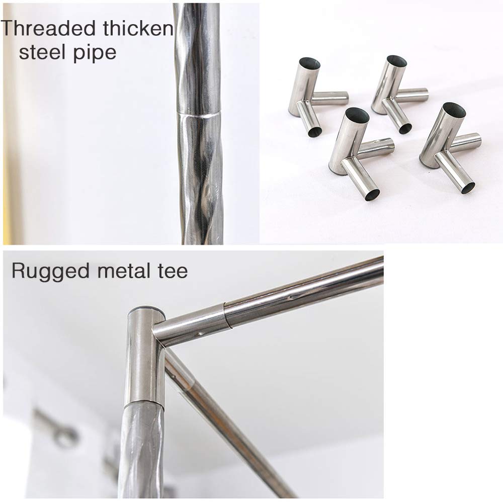 Stainless Steel Mosquito Net Frame for Bed Canopy - 4 Corner Bed Post with Thick Spiral Design & Metal Tee - Fits Single, Double, King Size Beds - Perfect for Outdoor Camping, Home Bedroom, and Travel Protection