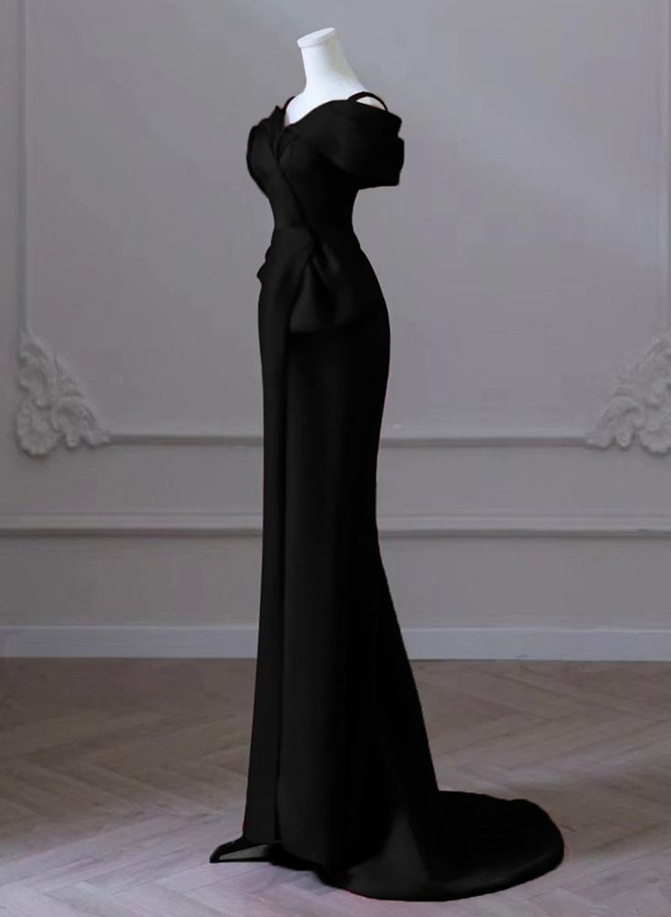 Mermaid Sweetheart Off Shoulder Black Satin Prom Dress J4373 - Elegant Evening Gown for Homecoming, Formal Dances & Special Occasions