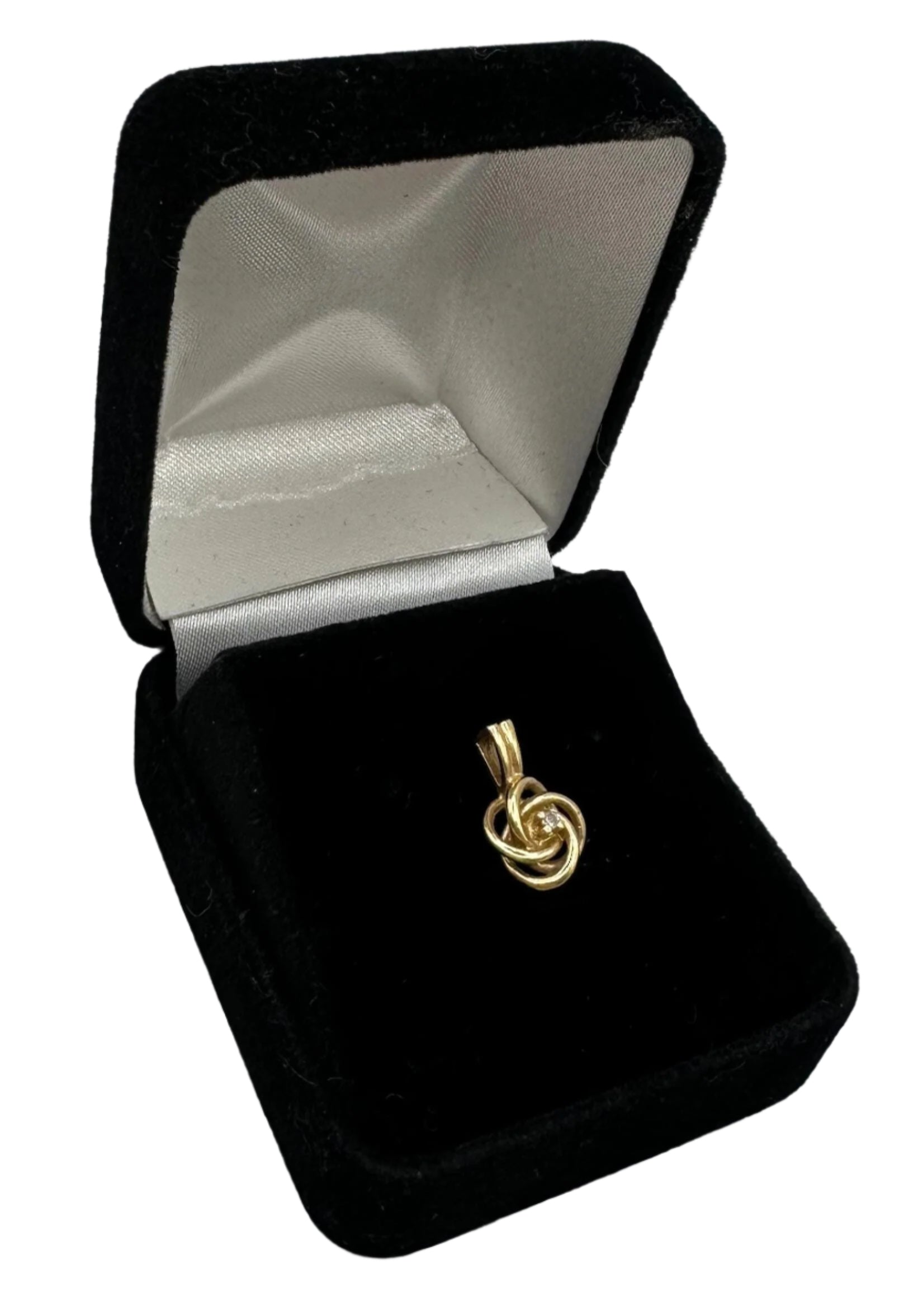 Vintage 14K Yellow Gold Love Knot Pendant Necklace with Diamond Accent - 1.1 Grams Dainty Jewelry Gift for Her, Perfect for Anniversaries, Valentine's Day & Special Occasions