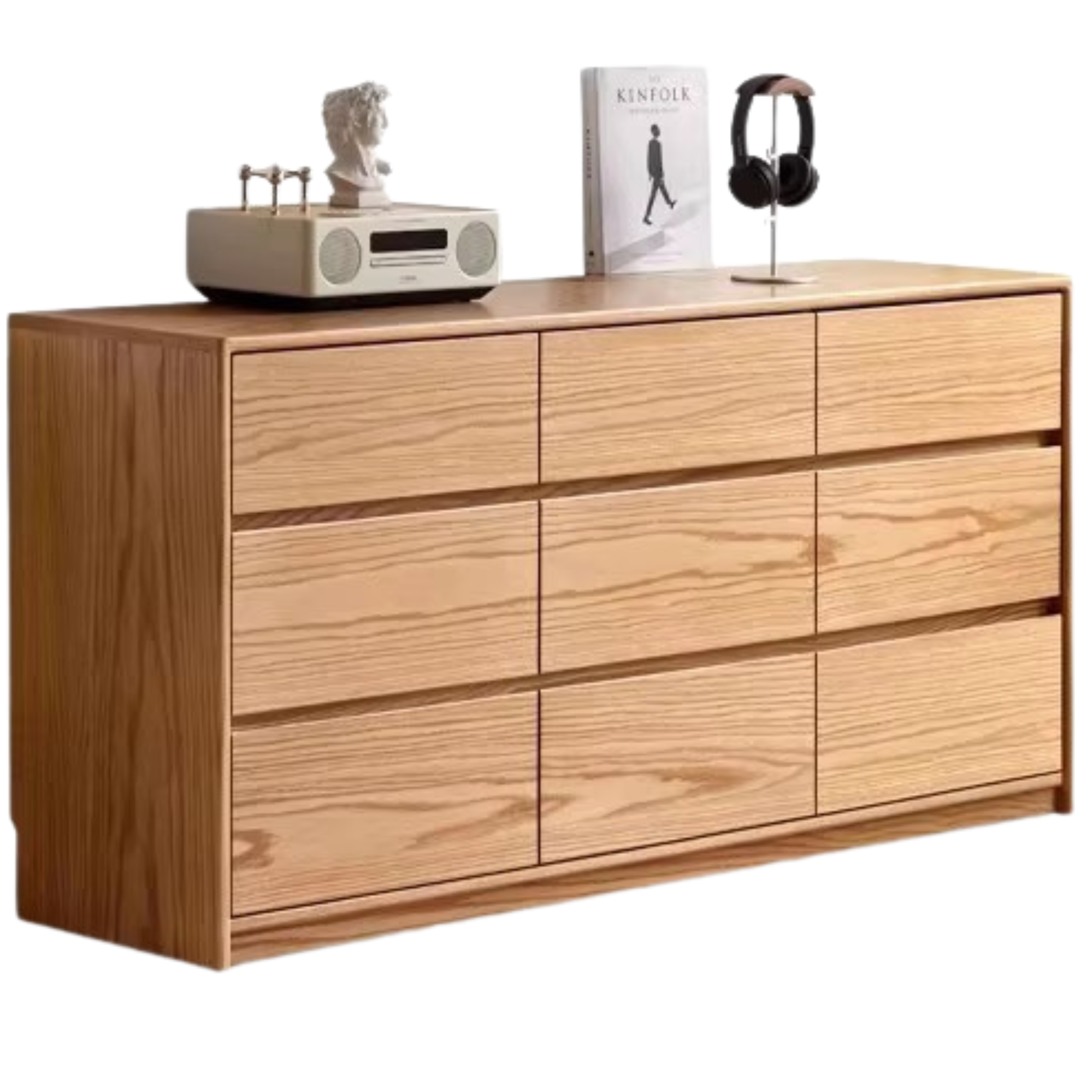 63x15.8x29.7inch / 160x40x75.5сm / Natural Wood Color / Oak nine bucket cabinet