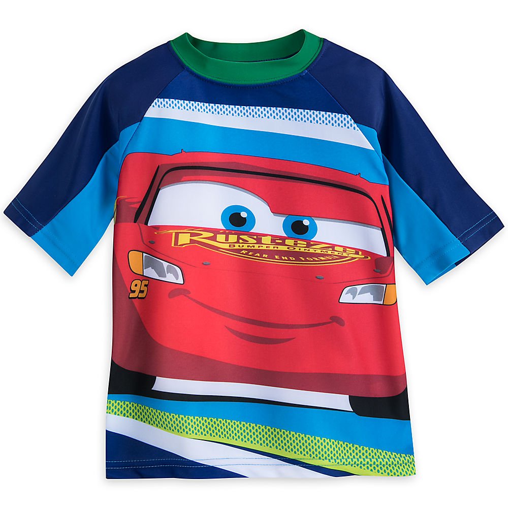 Disney Lightning McQueen Boys Rash Guard UPF 50+ Swim Shirt - Perfect for Swimming, Surfing, and Beach Activities