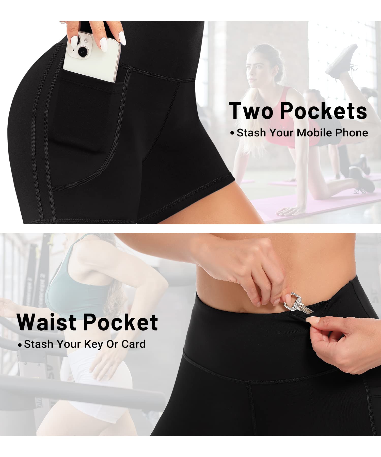 MIRITY Women's High Waisted Biker Shorts - 4 Pack Workout Shorts for Yoga, Running, Gym & Volleyball | Spandex Athletic Shorts with Pockets | Perfect for Fitness, Lounge & Casual Wear