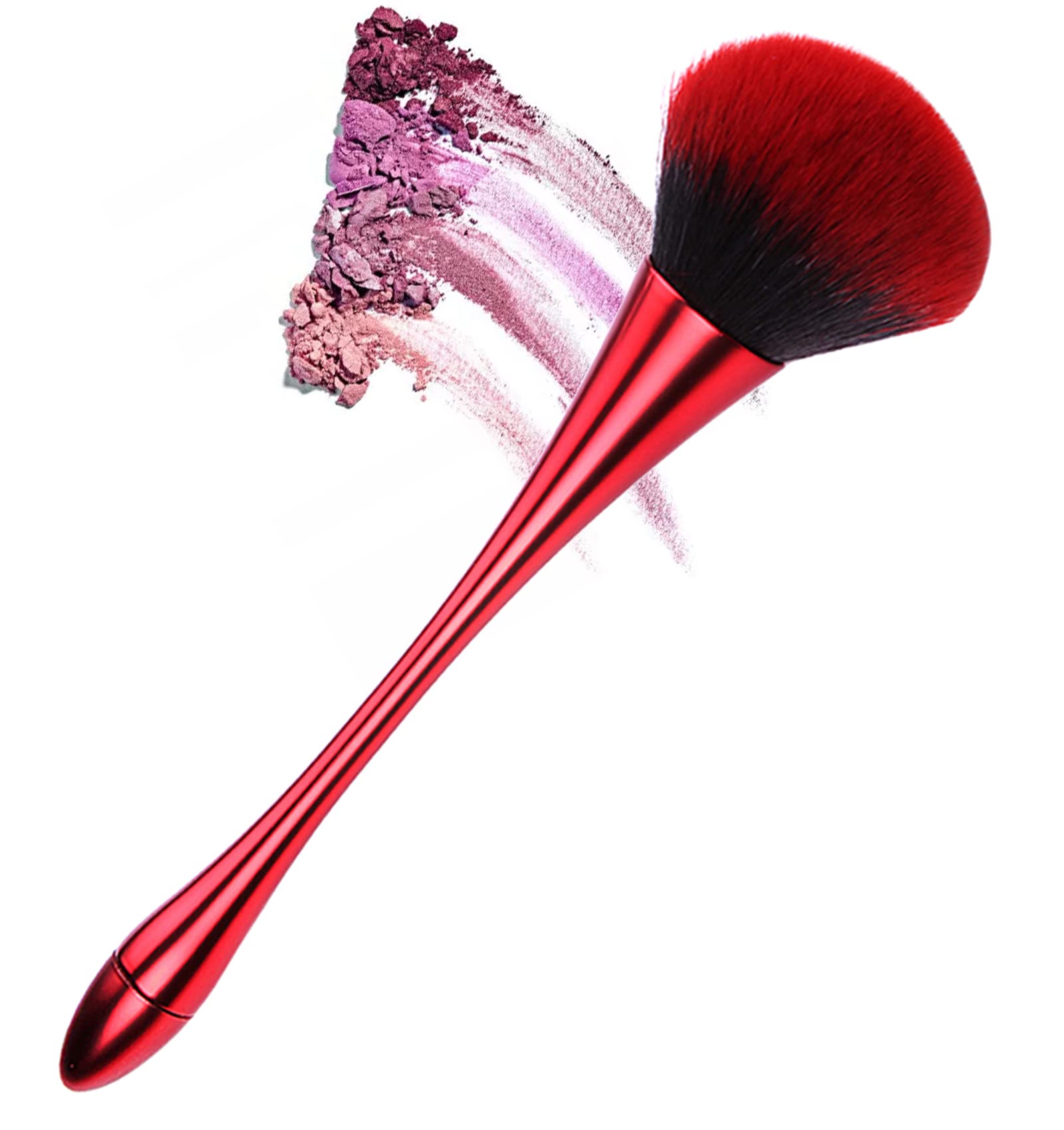 Premium Large Powder Mineral Brush - Soft Nail Art Dust Brush, Foundation & Blush Makeup Brush for Flawless Application - Perfect for Daily Makeup, Contouring & Professional Salon Use (Red)
