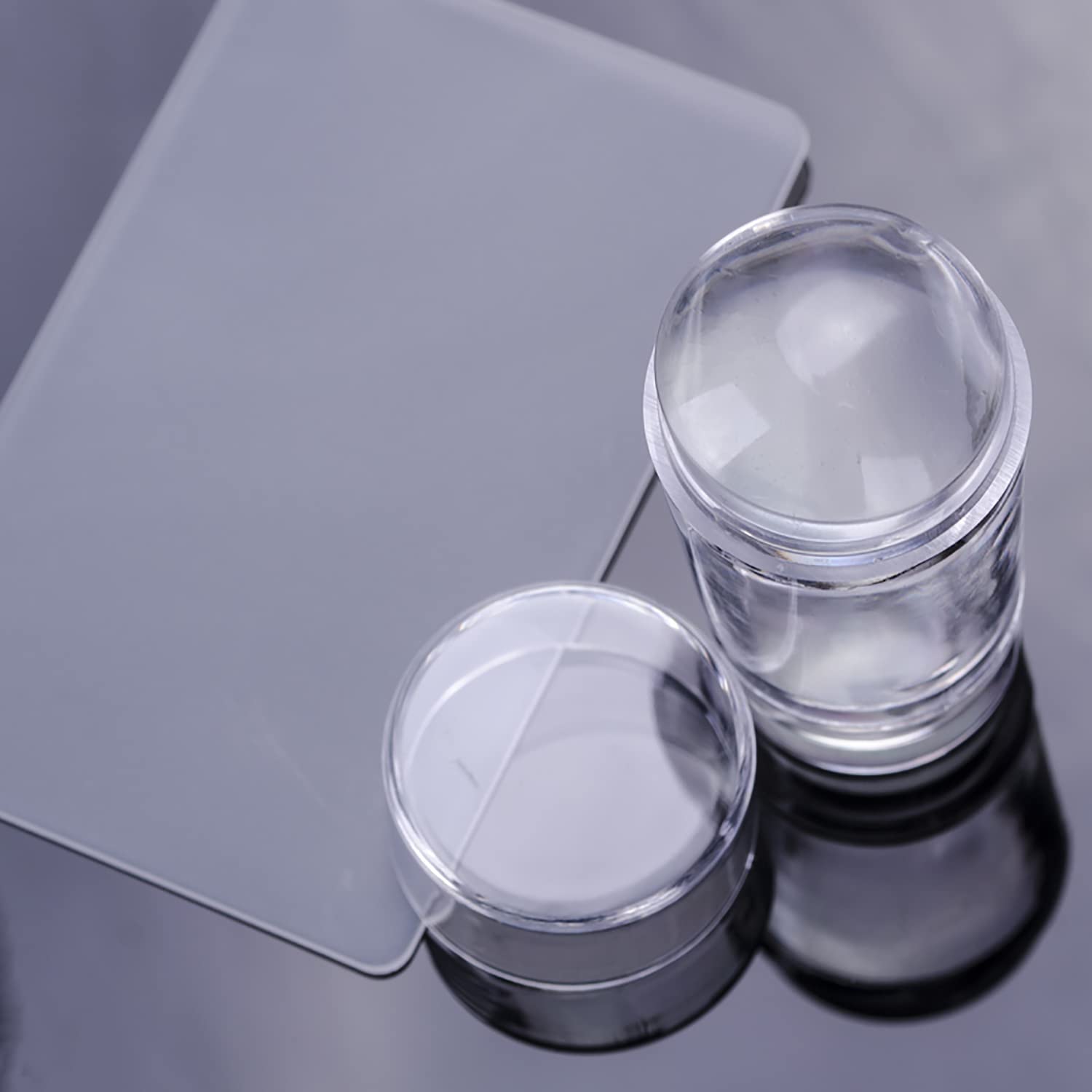 AZRMOH Clear Silicone Nail Art Stamper with Scraper - Transparent French Nail Stamper for Precise DIY Manicure - Perfect for Home Nail Design & Professional Salon Use (2-Pack)