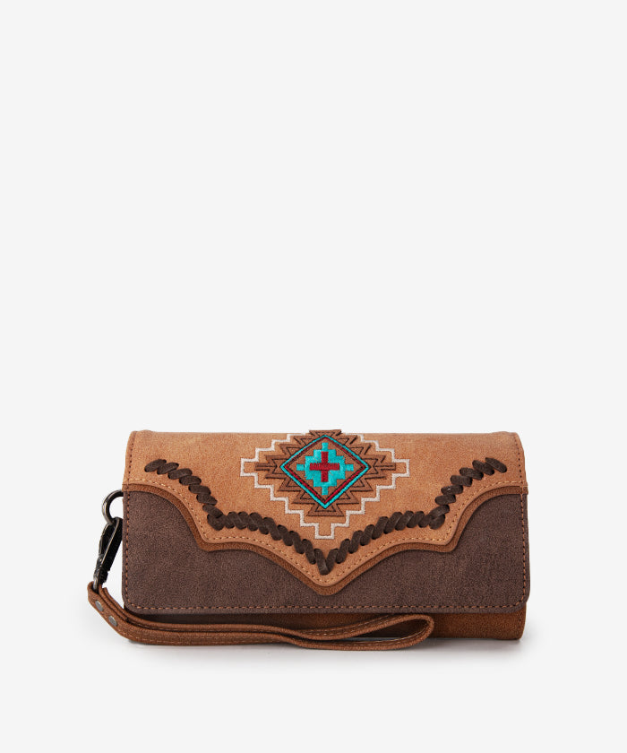 Montana West Aztec Embroidered Wallet for Women - Stylish Leather Card Holder with Tribal Design - Perfect for Everyday Use, Travel & Gift Giving