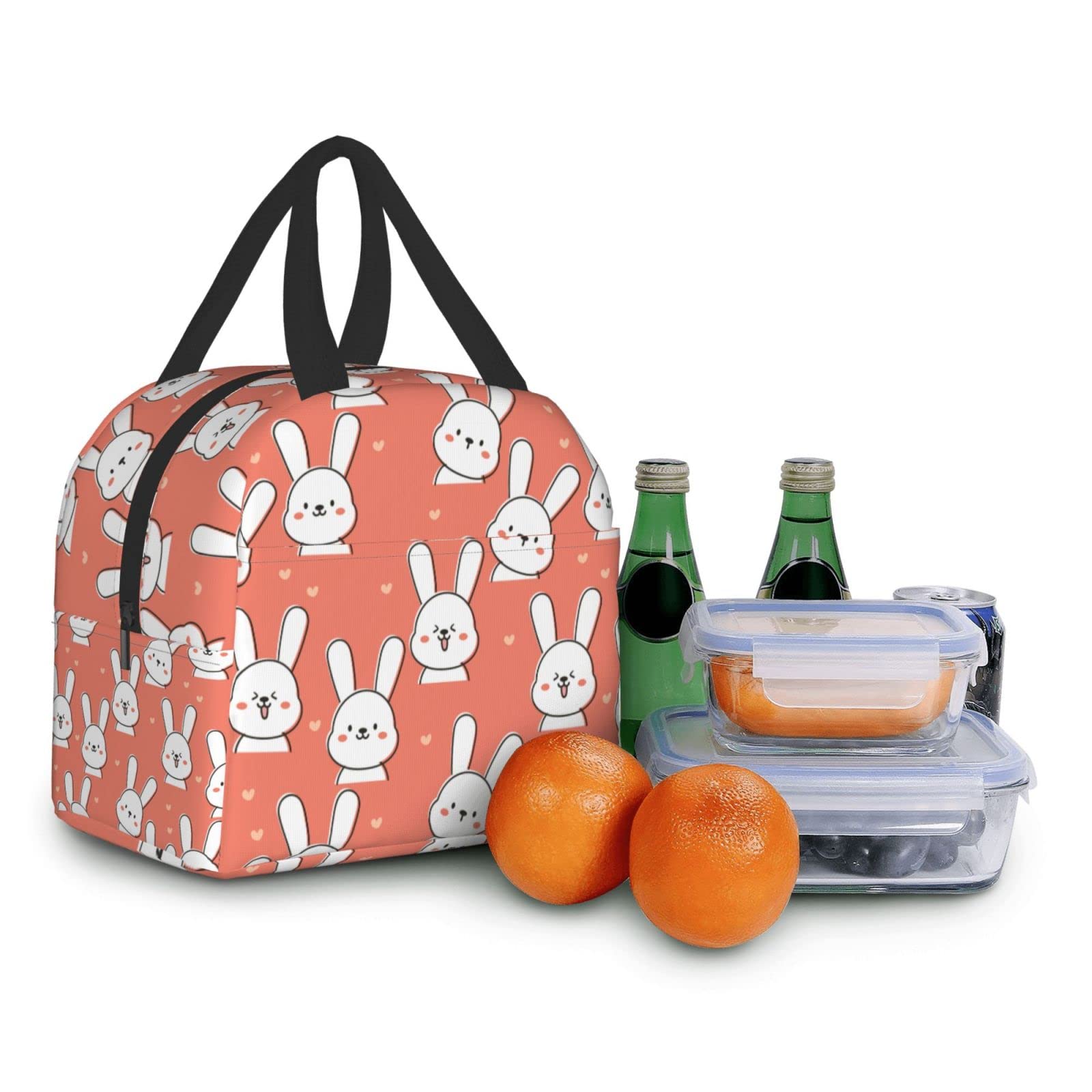 Cute Rabbit with Heart Insulated Lunch Box - Reusable & Portable Meal Container for Men & Women - Perfect for Work, Travel, Picnic & School Lunch