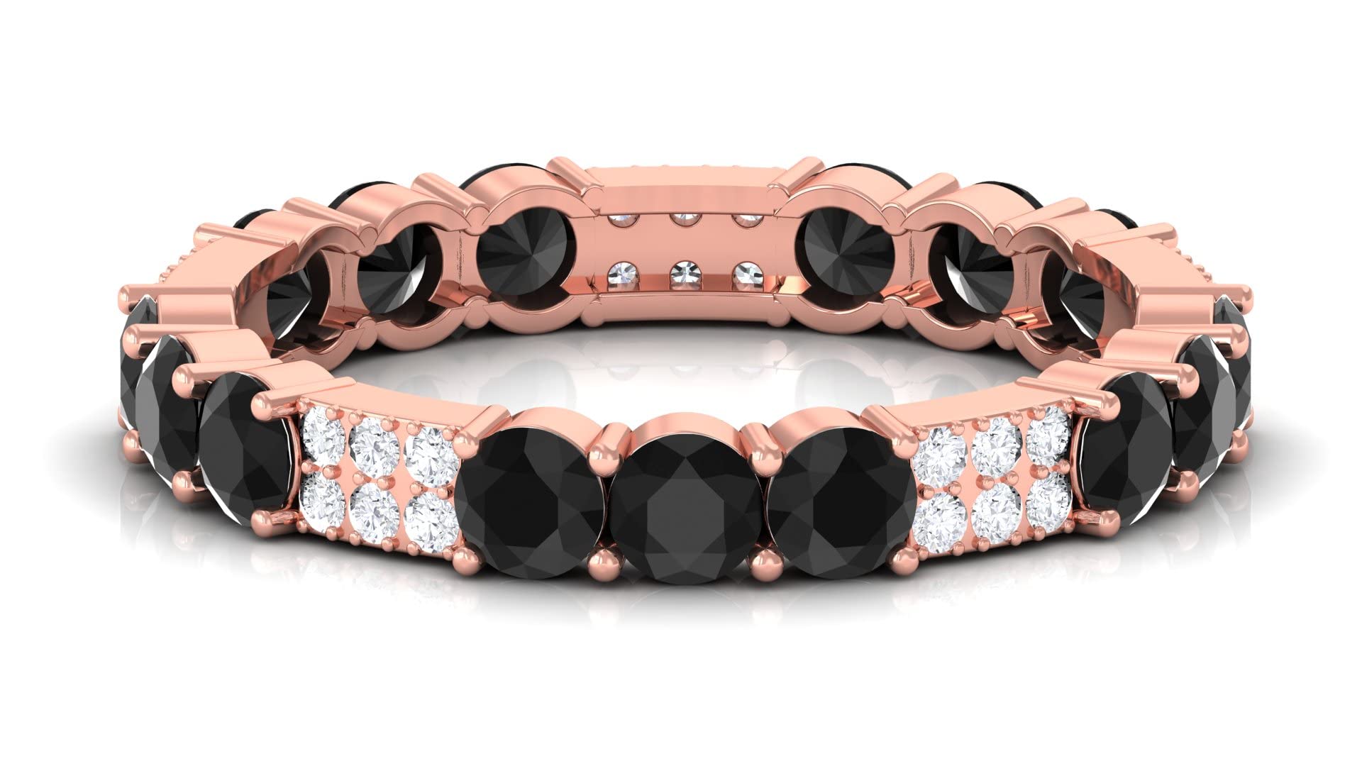 1.75 CT Black Spinel & Diamond Eternity Ring in 14K Solid Gold - Elegant Black Spinel Wedding Band for Women, Perfect for Anniversaries, Engagements & Special Occasions