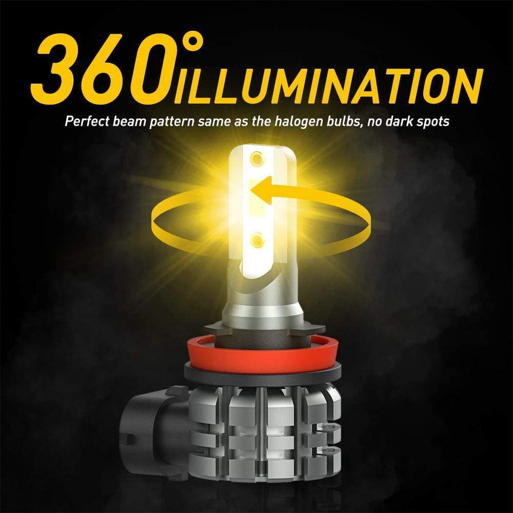 H11 H8 H9 H16 LED Fog Light Bulbs - 4000 Lumens Super Bright with CSP Chipsets - Golden Yellow DRL & Fog Light Replacement - Perfect for Off-Roading, Night Driving & Bad Weather Visibility