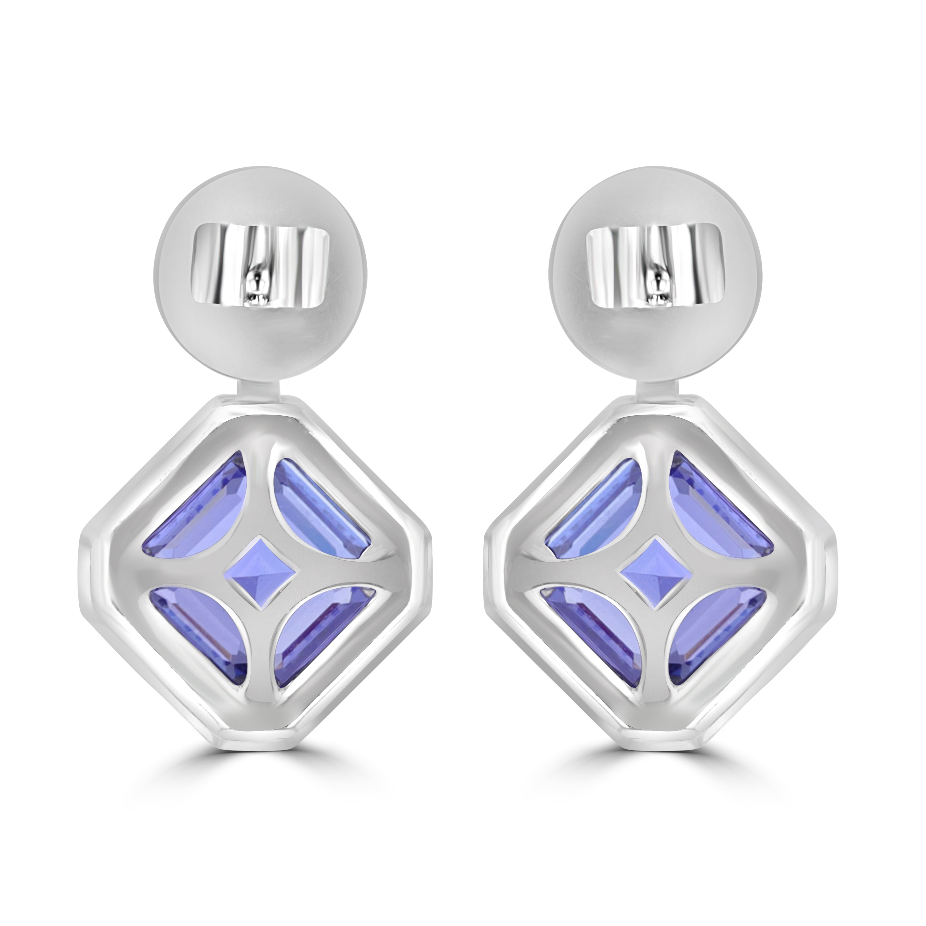 18KT White Gold 6.67 CTW Tanzanite & 1.86 CTW Diamond Earrings for Women - Luxury Jewelry Gift for Anniversary, Wedding, Birthday & Special Occasions