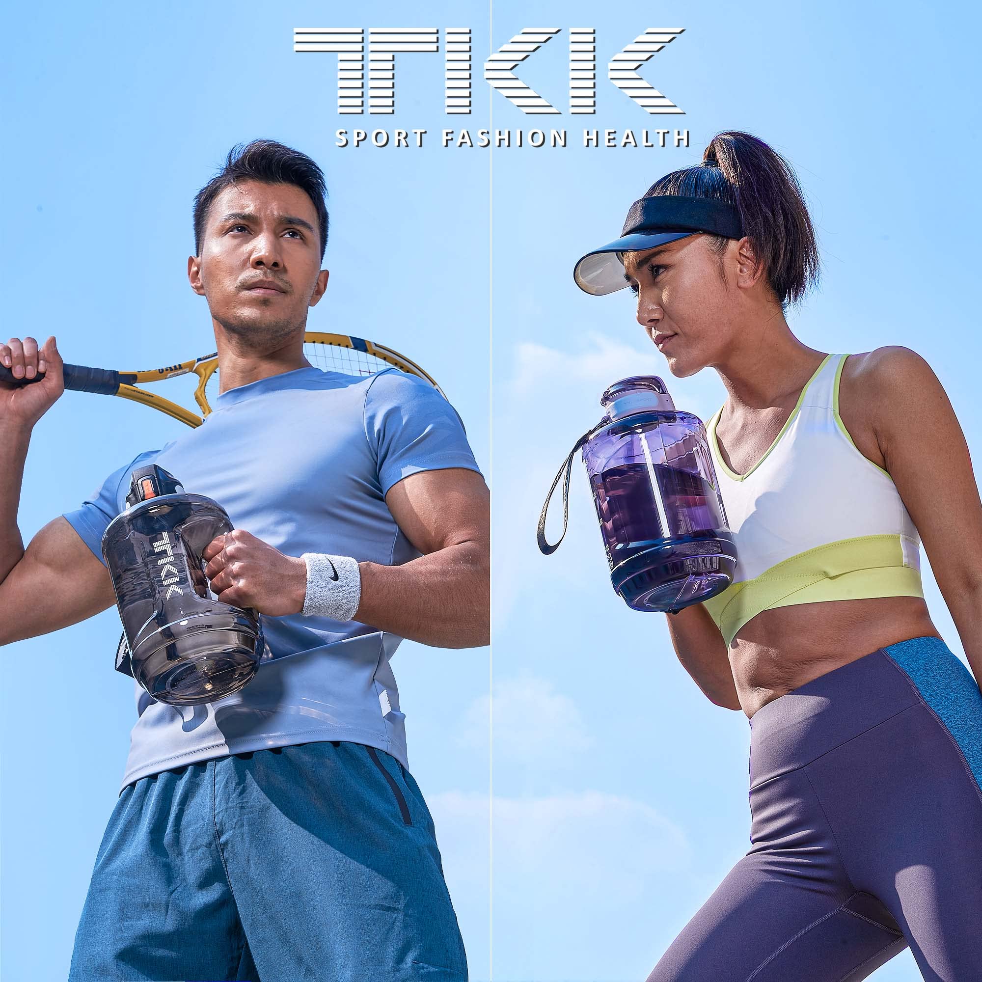 TKK 64oz Half Gallon Water Bottle with Straw, Strap & Handle - BPA Free Large Water Jug with Time Markings - Ideal for Daily Hydration, Gym Workouts & Outdoor Activities