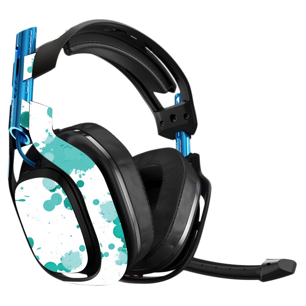 Astro A50 3rd Generation Gaming Headset Skin - Teal Splatter Vinyl Decal Wrap | Protective & Durable Cover | Easy to Apply & Remove | Made in USA | Perfect for Gaming, Streaming & Customizing Your Headset