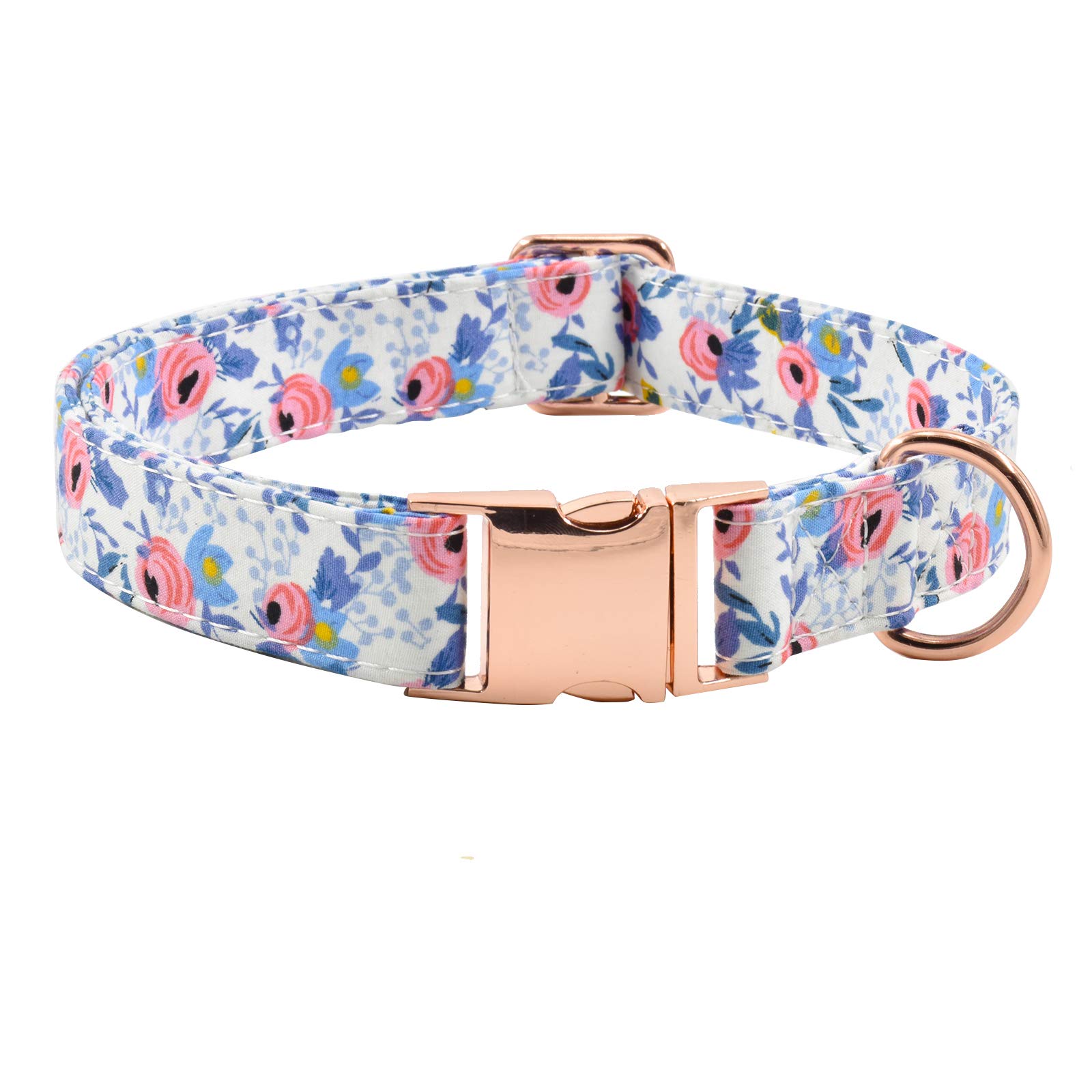 Durable Adjustable Metal Buckle Dog Collar for Small Medium Large Dogs (15-23in) - Comfortable Pet Collar for Daily Walks, Training & Outdoor Adventures (Flower Pattern)