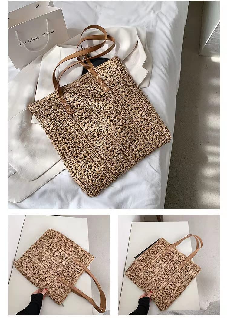 Stylish Handwoven Straw Beach Tote Bag for Women - Large Woven Tassel Shoulder Bag, Summer Vacation Purse, Boho Chic Handmade Bag for Beach, Pool, Travel & Shopping