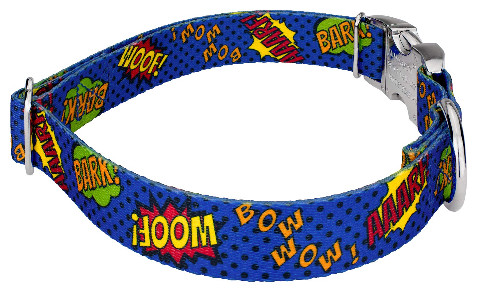 Premium Blue Super Dog Collar and Leash Set - Geek Chic Collection with 4 Stylish Designs for Small Dogs (5/8 Inch) - Perfect for Cosplay, Comic Con & Superhero Fans - Country Brook Petz