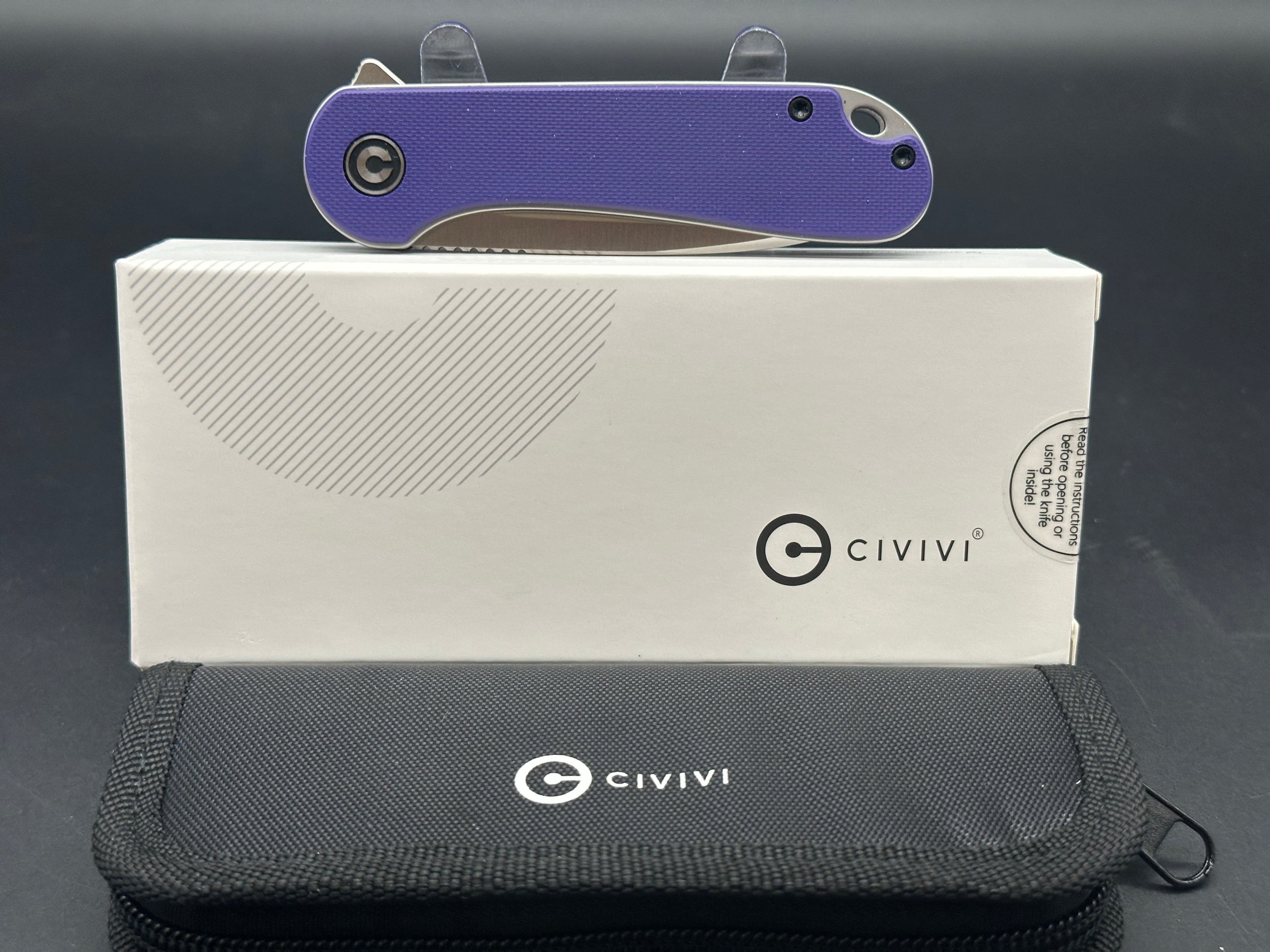 CIVIVI Elementum Liner Lock Folding Knife - Purple G10 Handle, 2.9
