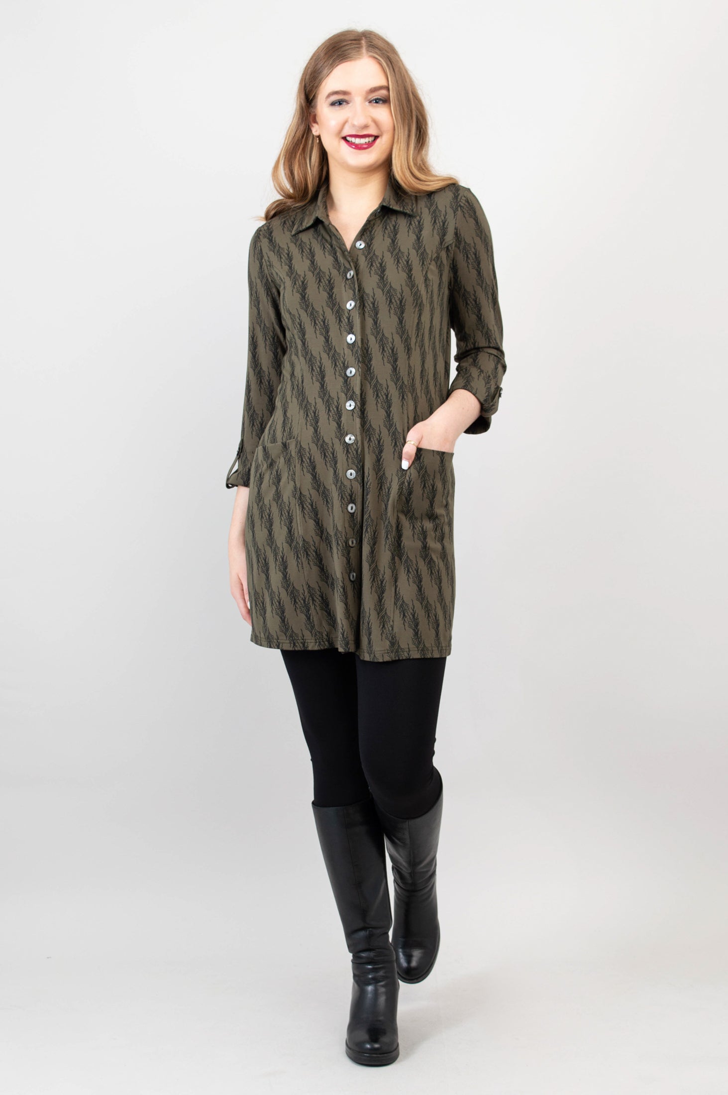 Charlie Tunic in Cedar Forest Bamboo Print - Women's Flowy Casual Top for Summer | Perfect for Beach Outings, Brunch Dates & Boho Style
