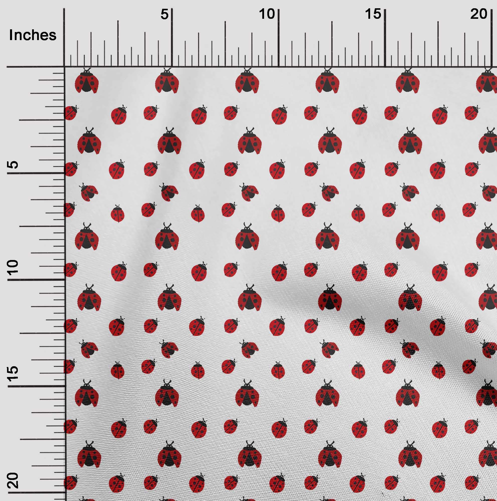 oneOone Viscose Chiffon Fabric - White with Red Insect Print - 42 Inch Wide - DIY Clothing & Sewing Supplies by The Yard | Perfect for Dresses, Scarves & Home Decor Projects