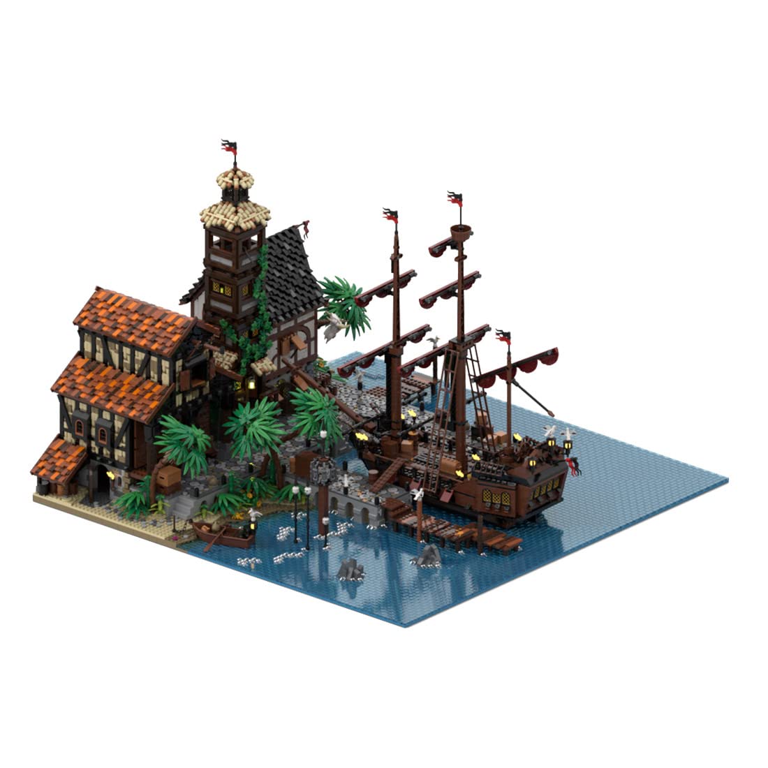 Powerbrick Pirate Series Port Sauvage Pirate Town Building Blocks Set - 14,428 Pieces MOC-114510, Lego-Compatible DIY Model Kit for Adults & Collectors | Creative Display & Role Play Scenes