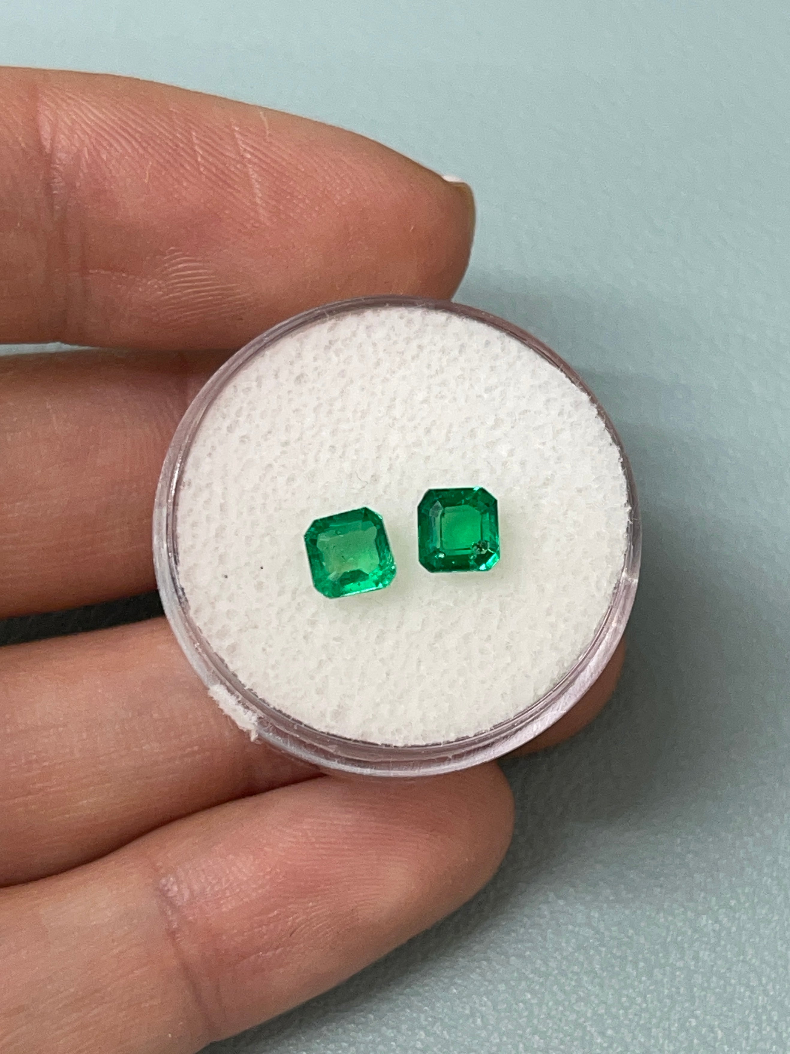 1.13tcw 5x5 Matching AAA Muzo Green Loose Colombian Emeralds - Asscher Cut Gemstones for Jewelry Making & Engagement Rings