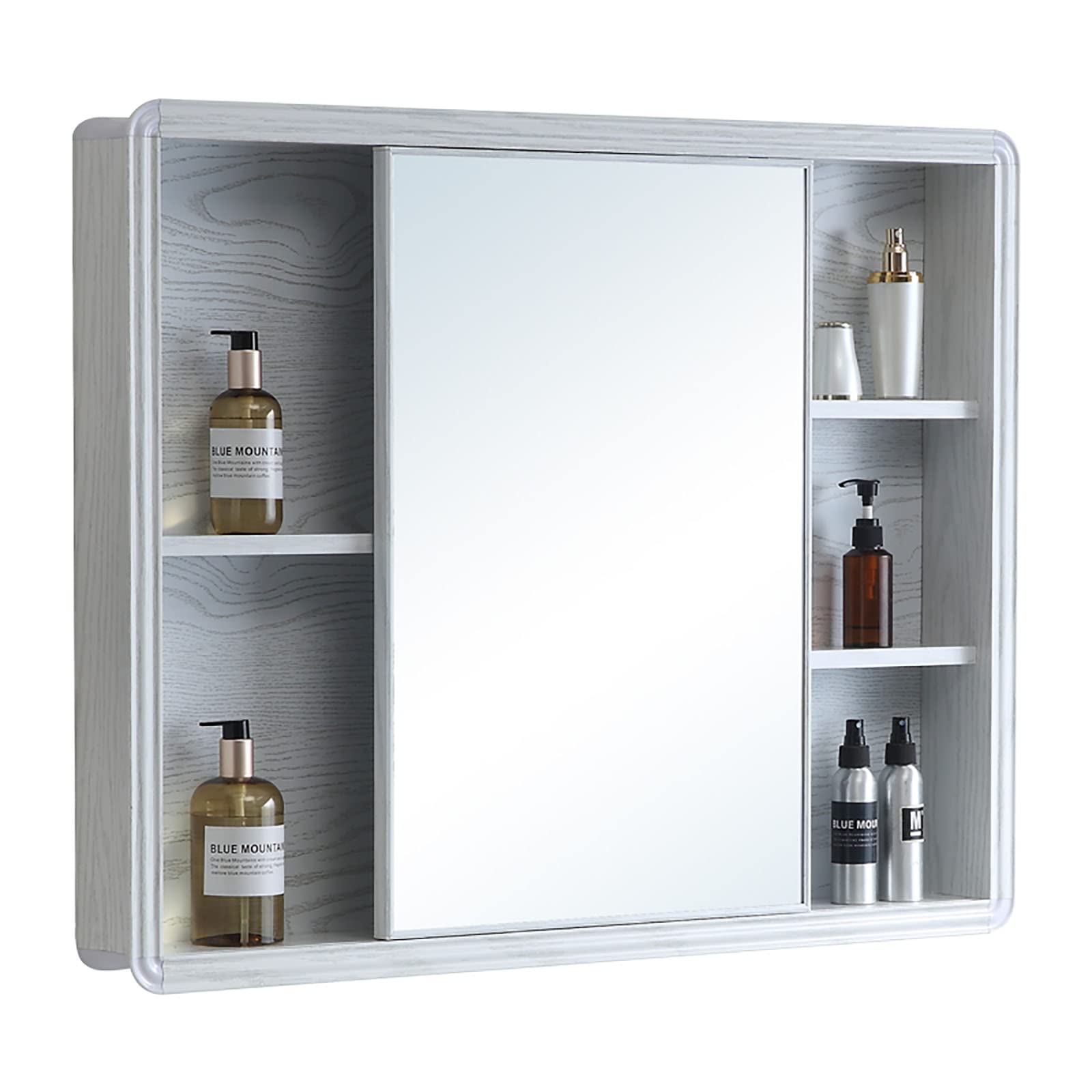 White Bathroom Mirror Cabinet - 23.5 x 27.5 Inch Wall Mount Medicine Cabinet with Storage - Perfect for Small Bathrooms, Vanities & Modern Home Decor