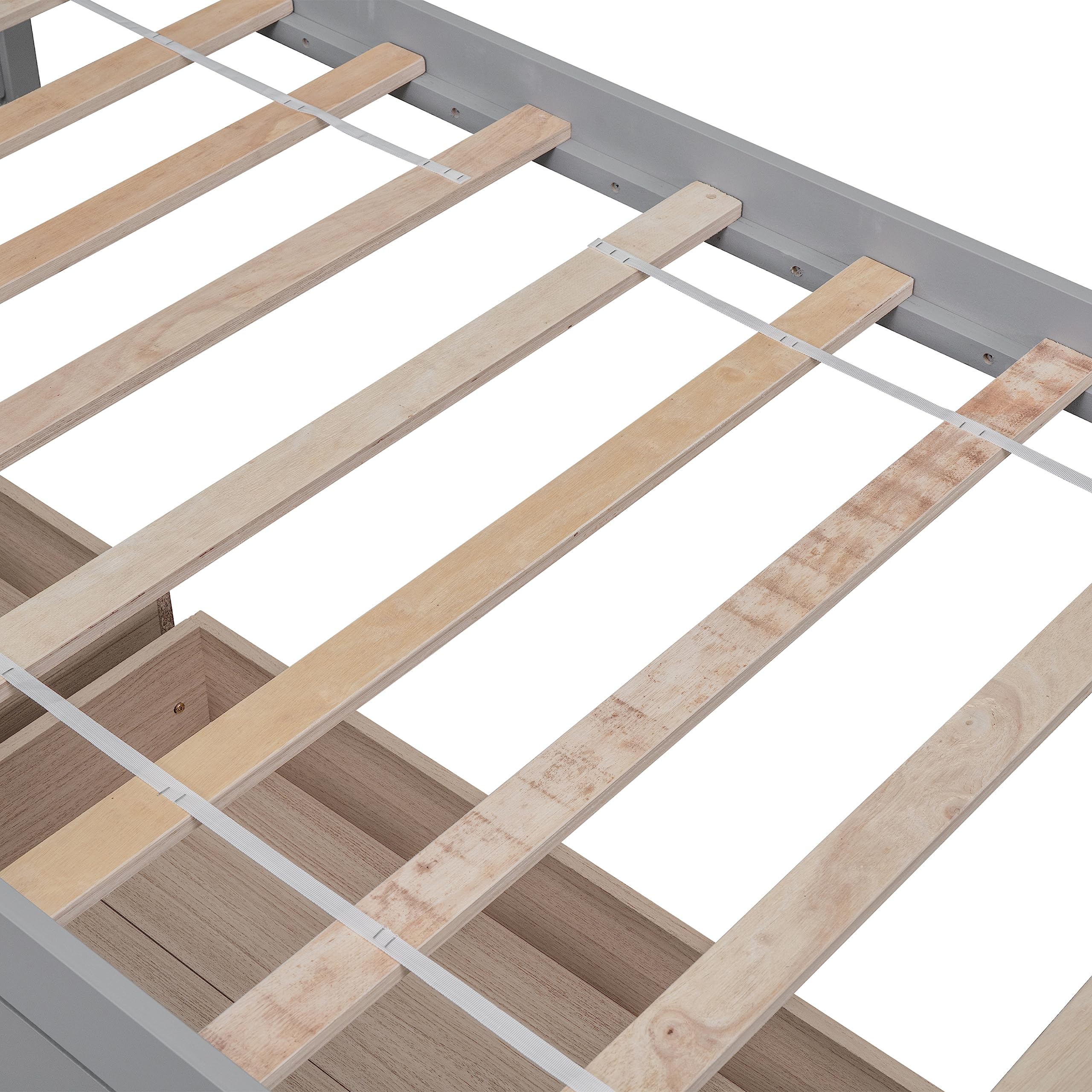 Polibi Twin Size Wood Platform Bed with Storage Drawers - Space-Saving for Small Bedrooms