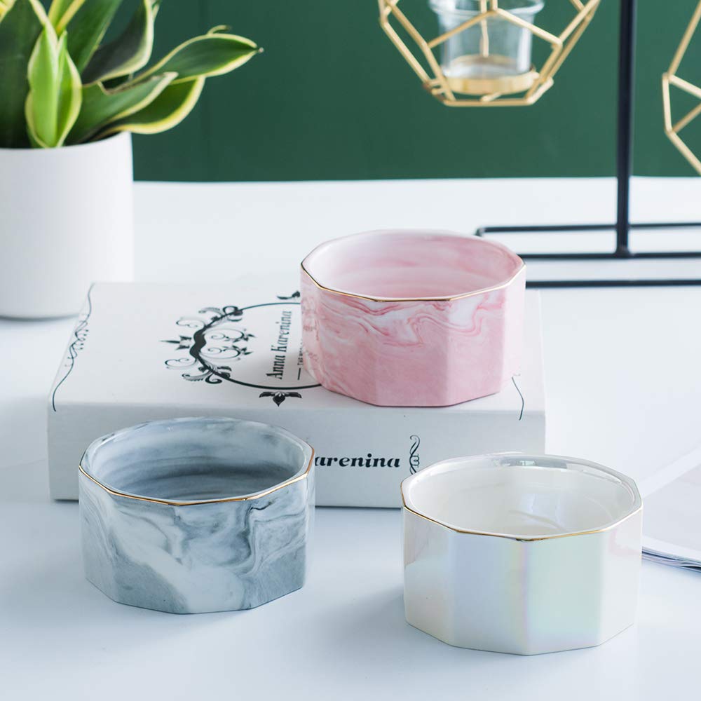 Ceramic Marble Paper Clip Holder - Desk Organizer for Binder Clips & Office Supplies | Stylish Pink Desk Accessory for Home & Office Workspace