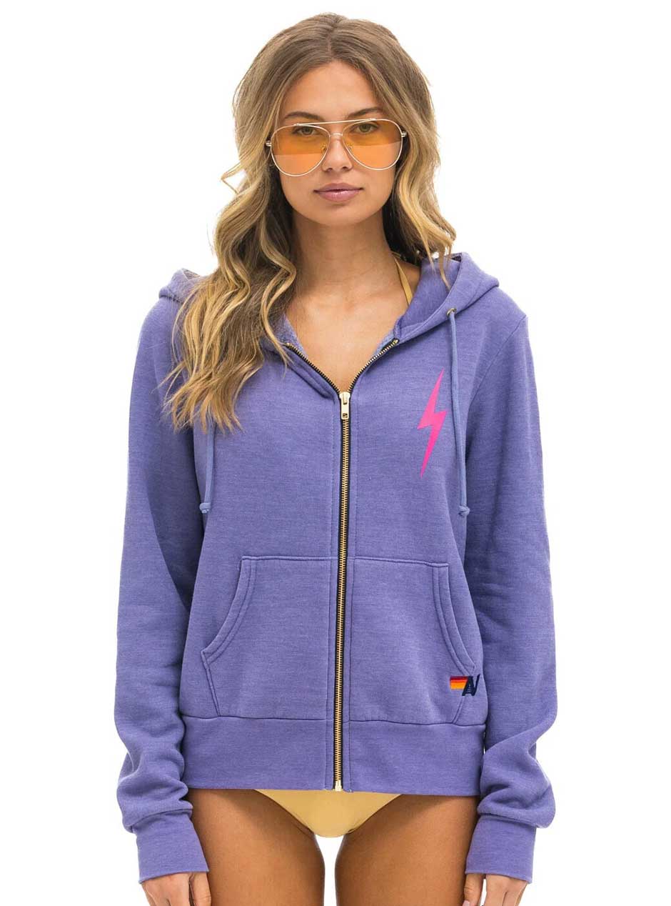 Aviator Nation Women's Bolt 2 Hoodie - Lavender & Neon Pink Pullover Sweatshirt | Casual Streetwear for Women | Perfect for Gym, Lounge & Everyday Wear