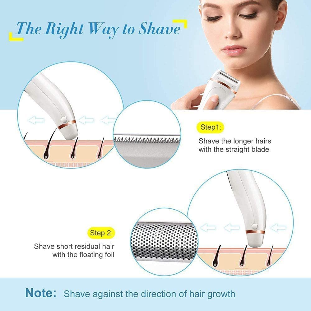Electric Epilator for Women & Men - Painless Hair Removal for Armpits, Legs, Bikini Area - Wet & Dry Cordless Shaver & Trimmer - Perfect for Travel, Gym & Smooth Skin at Home